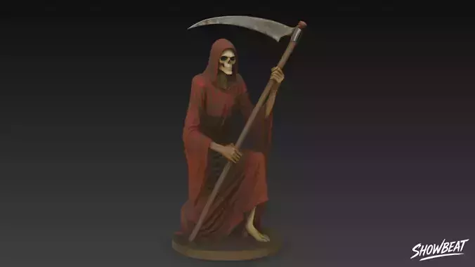Grim Reaper Statue Kneeling Pose