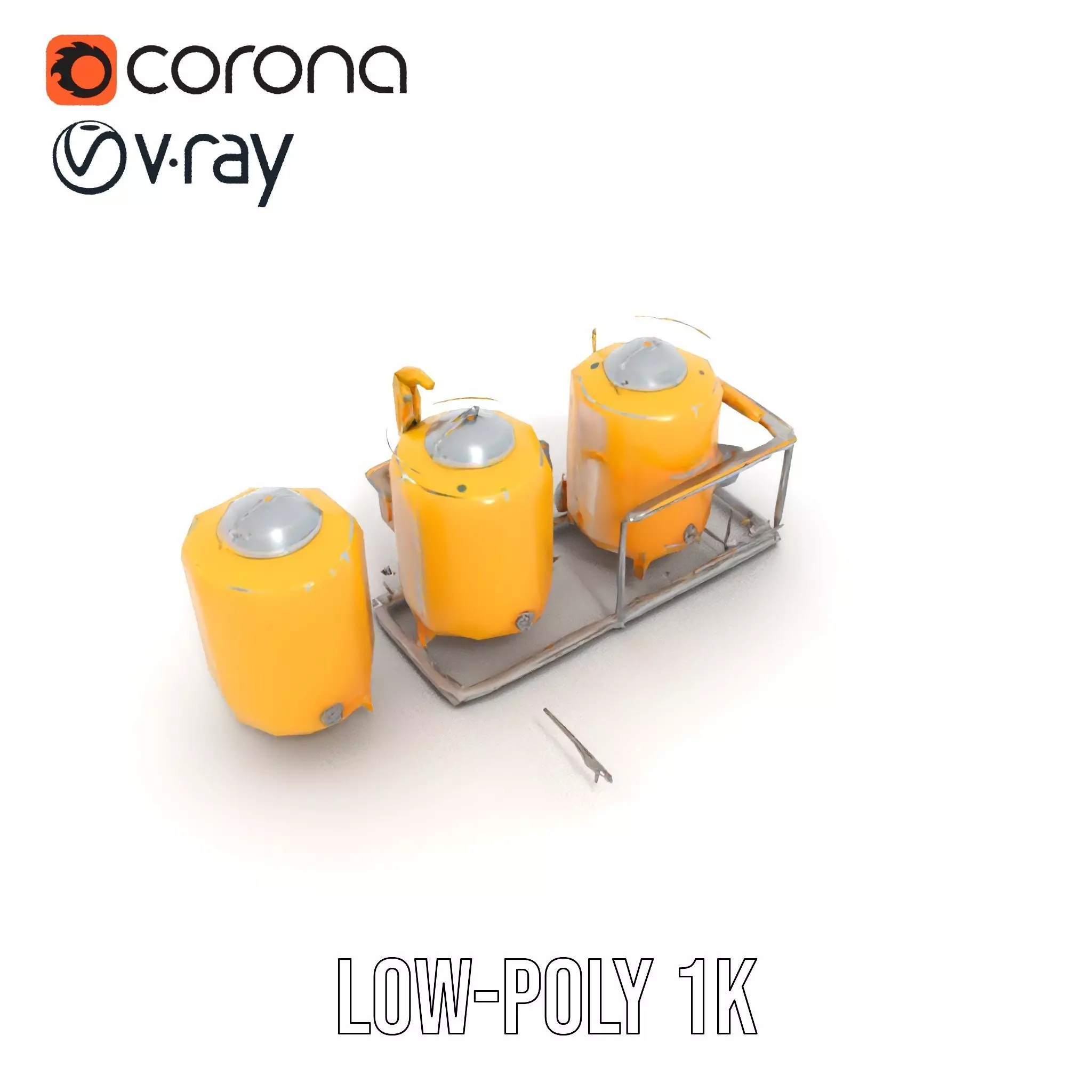Industrial Yellow Tank model pack Low-poly 3D model_14