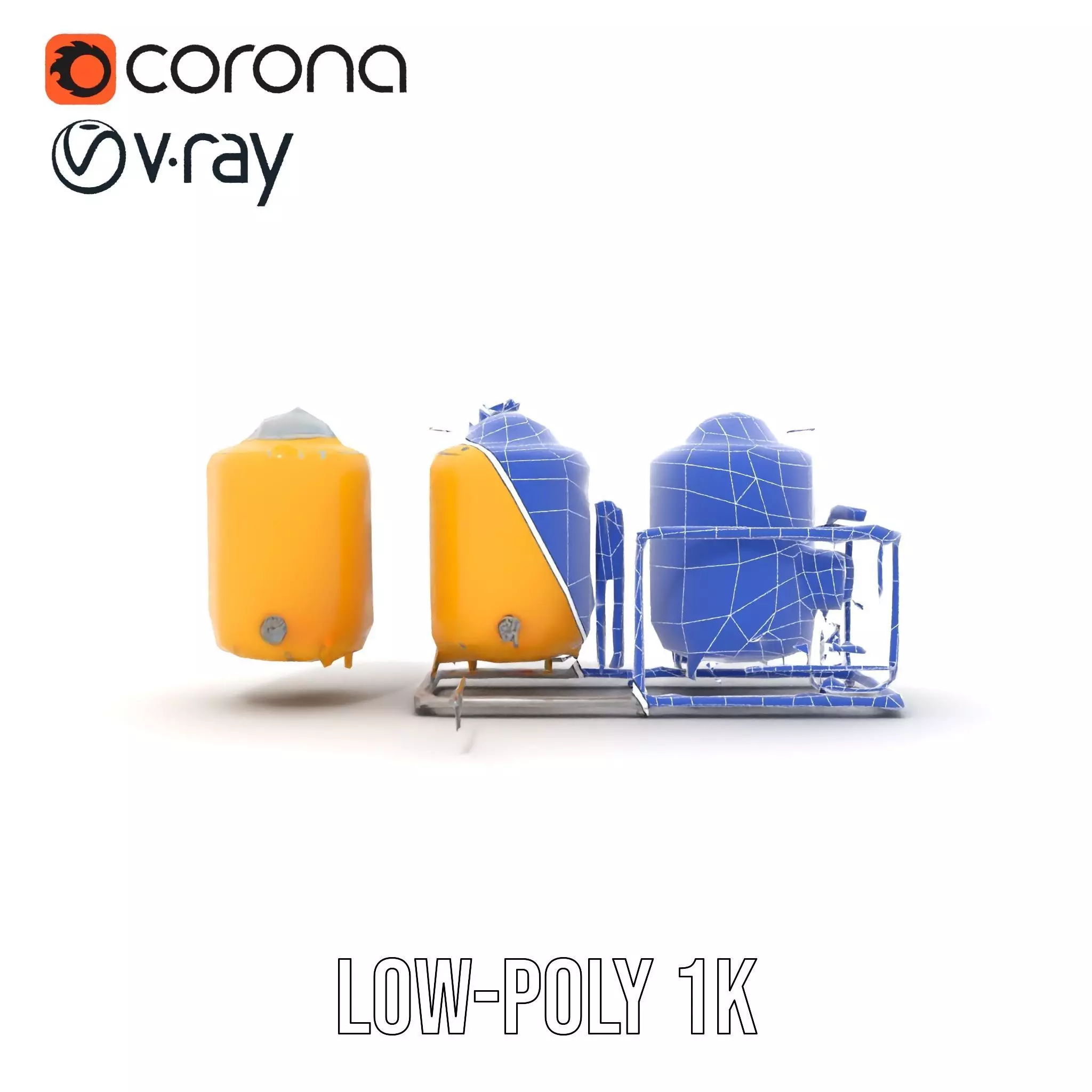 Industrial Yellow Tank model pack Low-poly 3D model_30