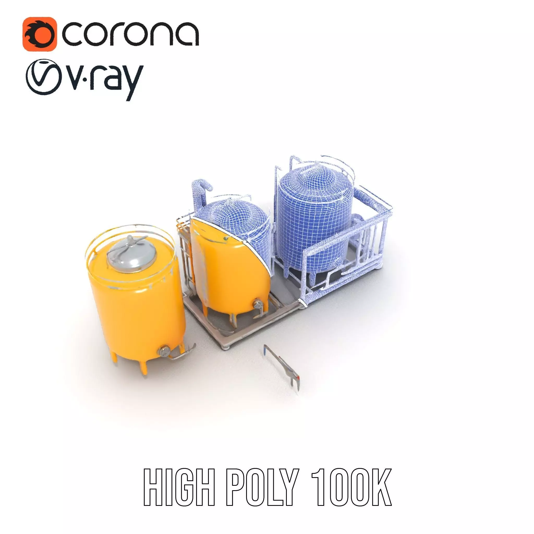 Industrial Yellow Tank model pack Low-poly 3D model_32