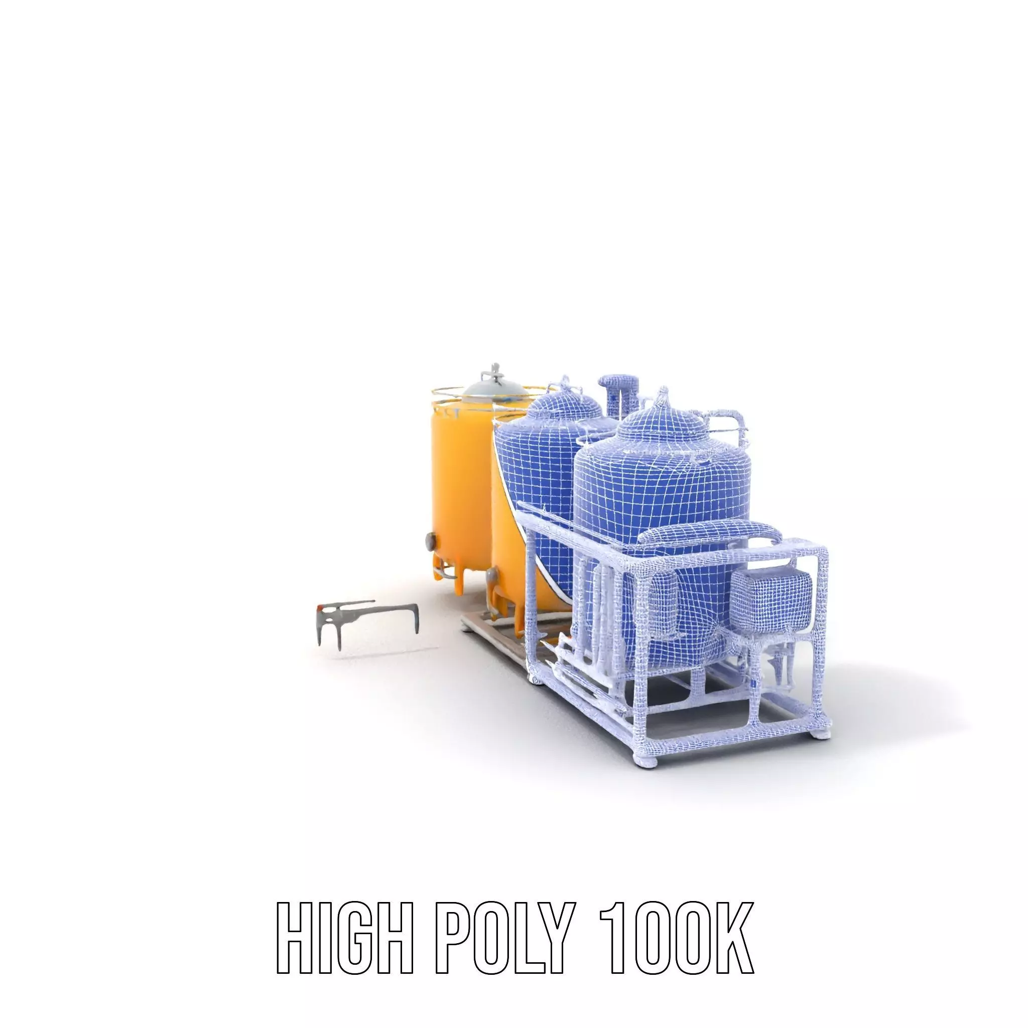 Industrial Yellow Tank model pack Low-poly 3D model_4