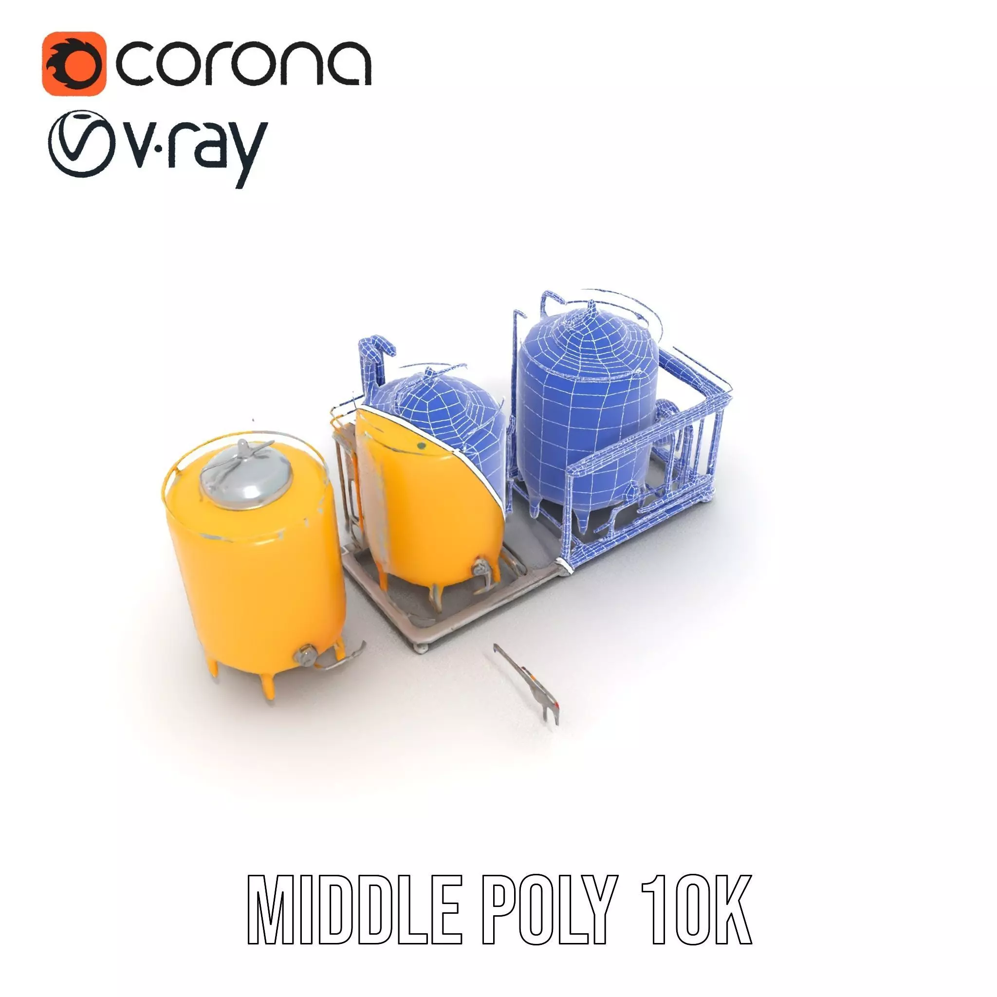 Industrial Yellow Tank model pack Low-poly 3D model_18