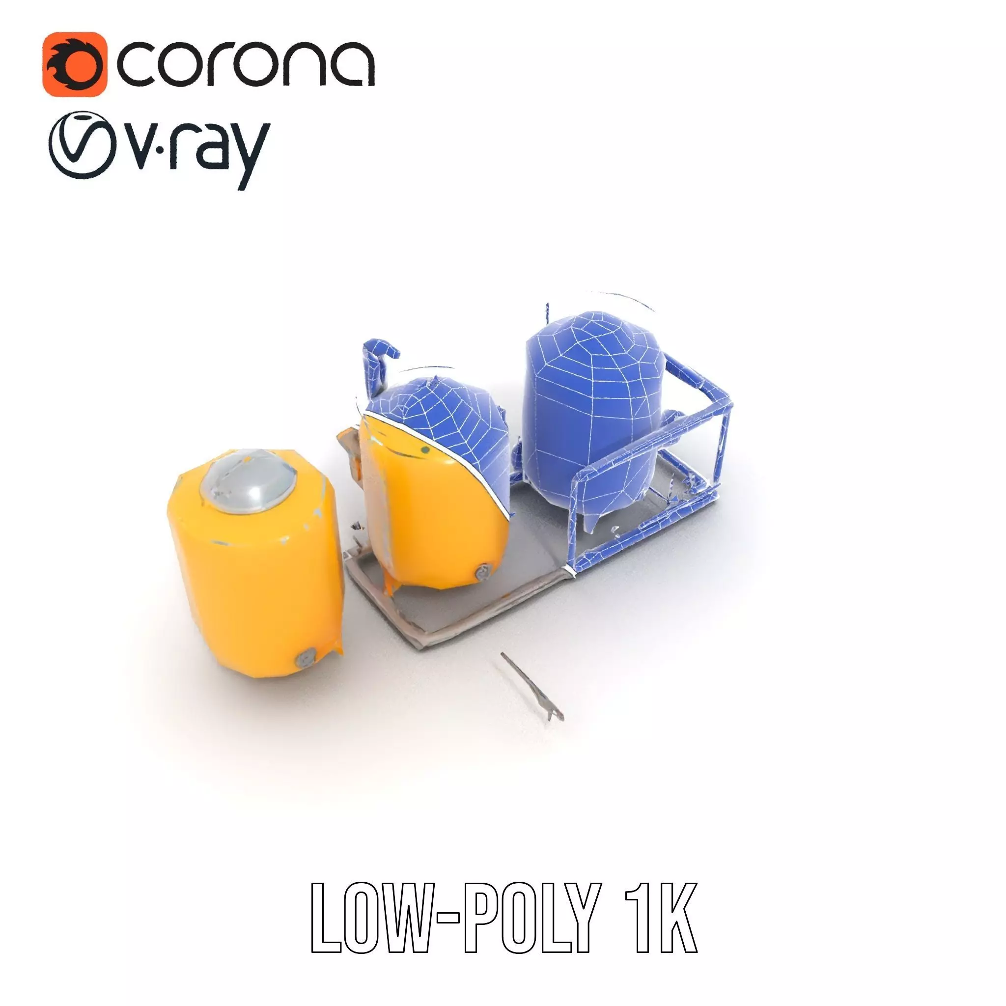 Industrial Yellow Tank model pack Low-poly 3D model_27