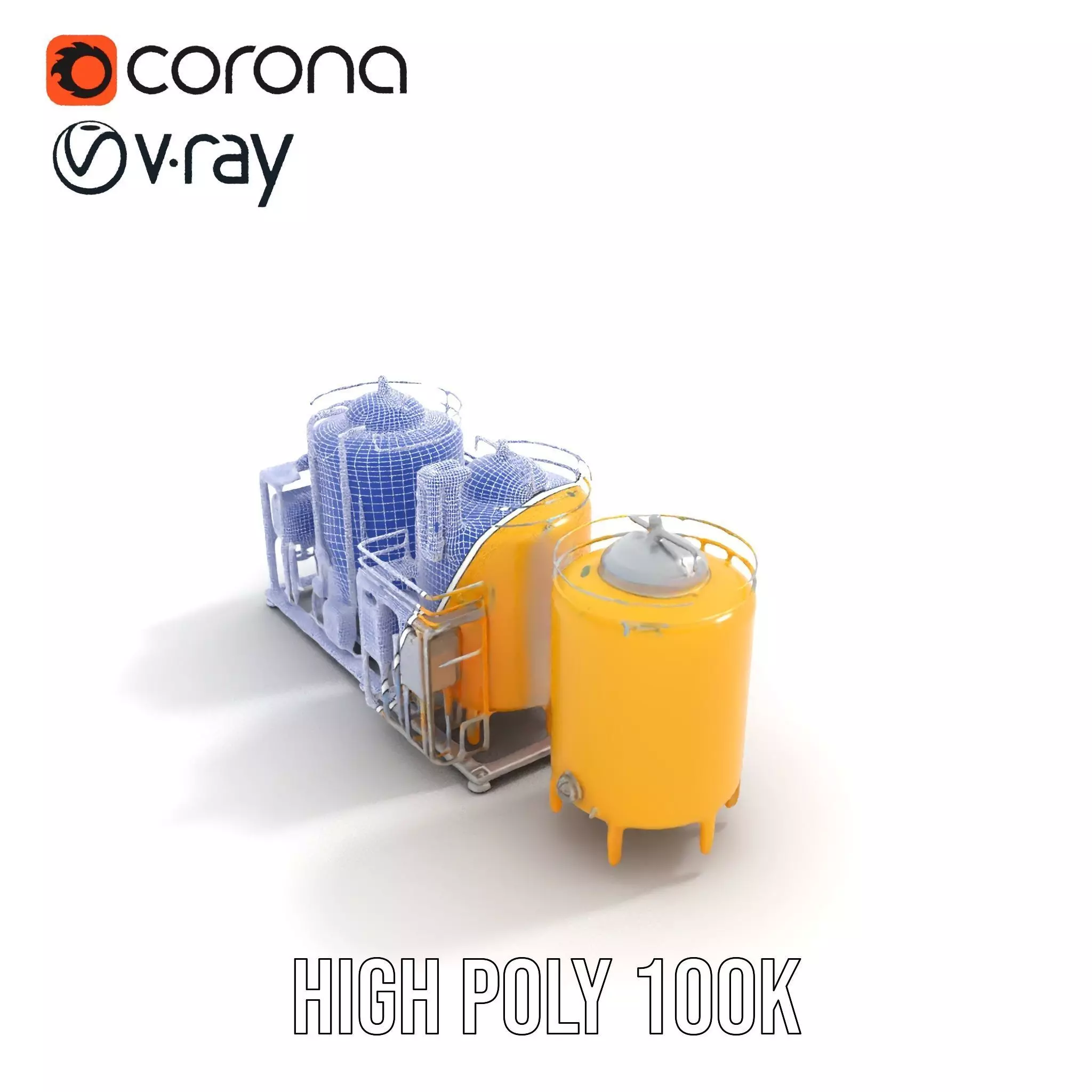 Industrial Yellow Tank model pack Low-poly 3D model_20