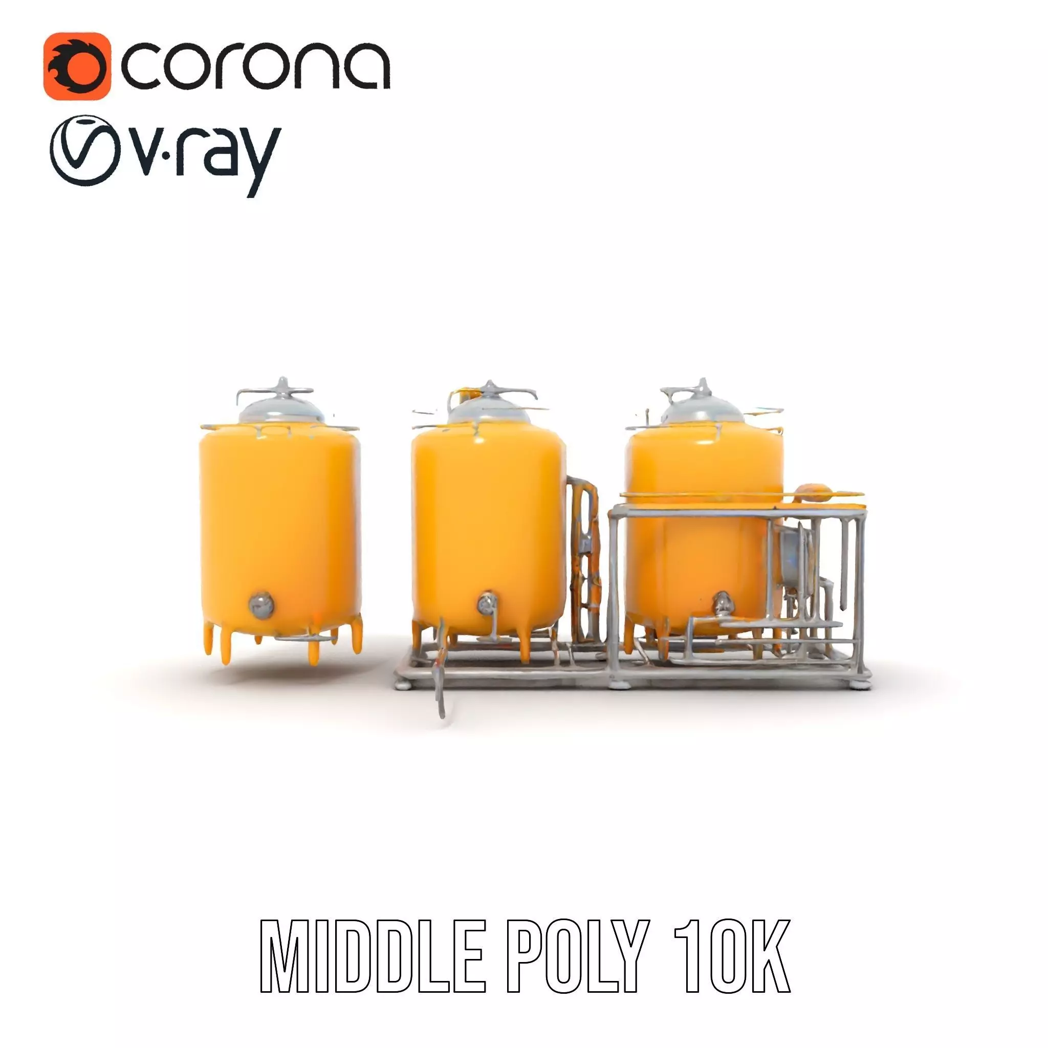 Industrial Yellow Tank model pack Low-poly 3D model_15