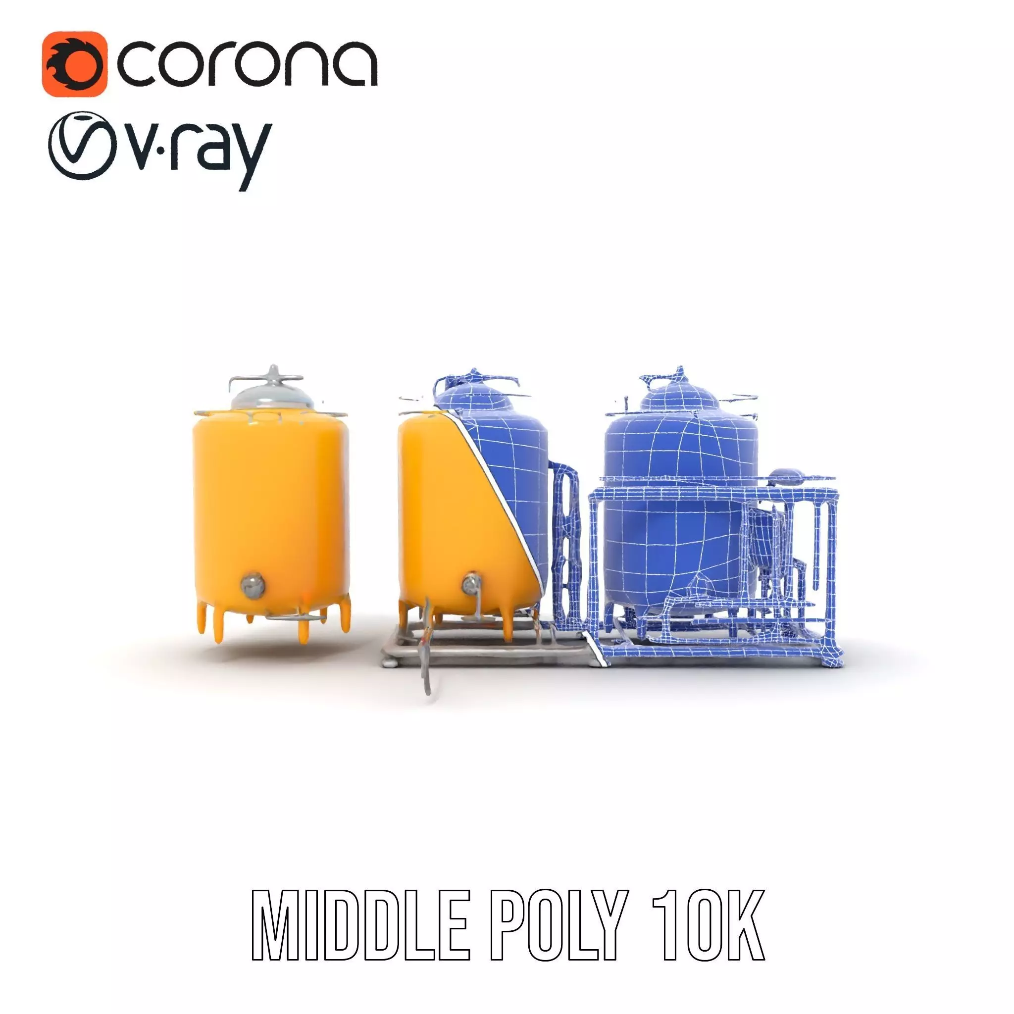 Industrial Yellow Tank model pack Low-poly 3D model_29