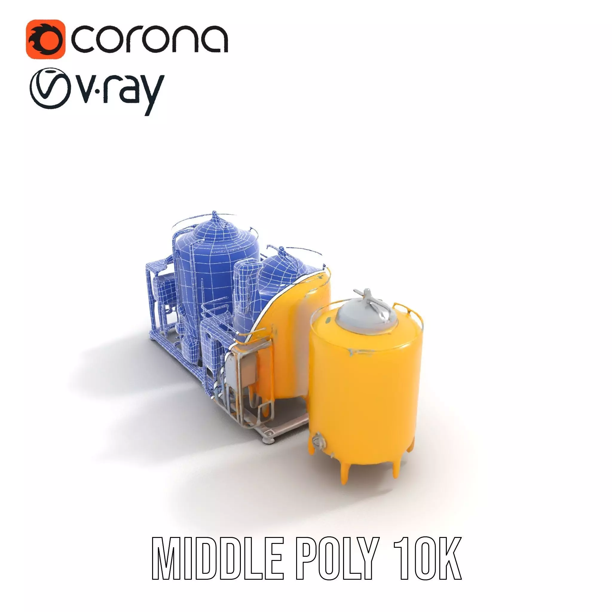 Industrial Yellow Tank model pack Low-poly 3D model_21