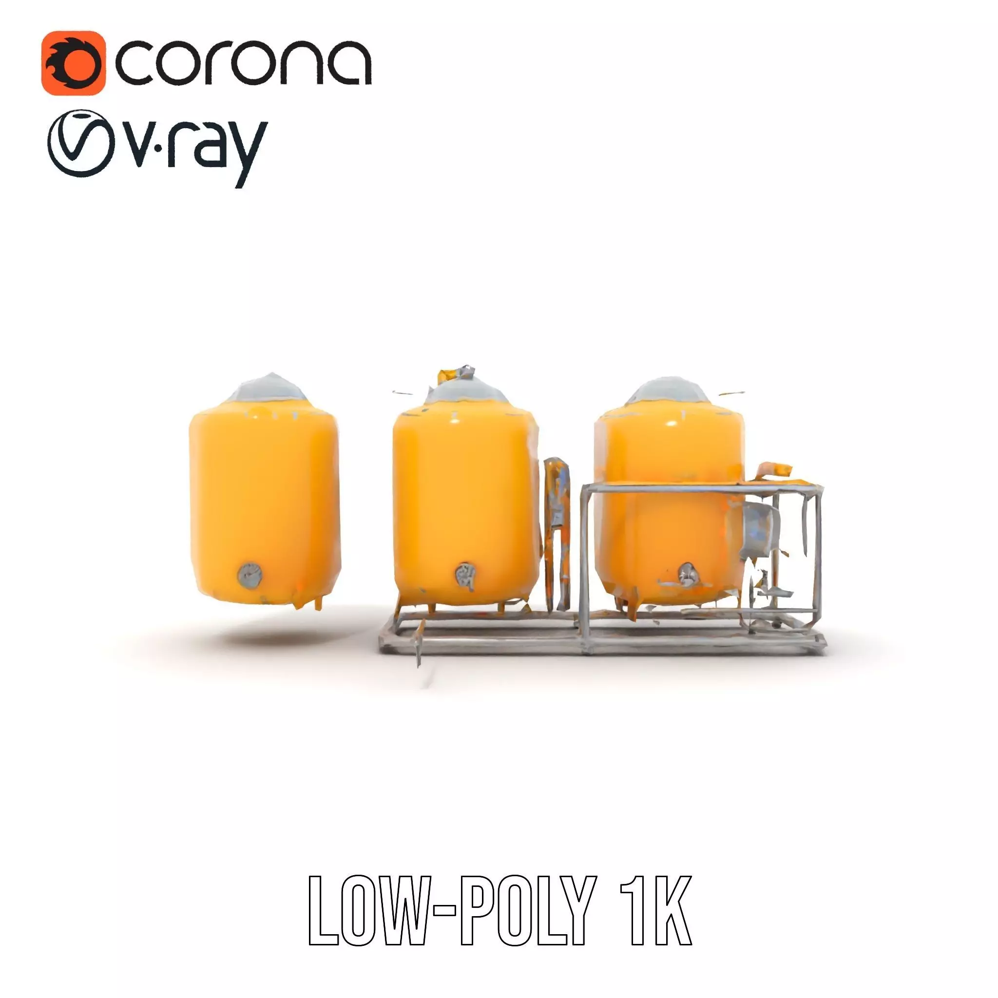 Industrial Yellow Tank model pack Low-poly 3D model_7