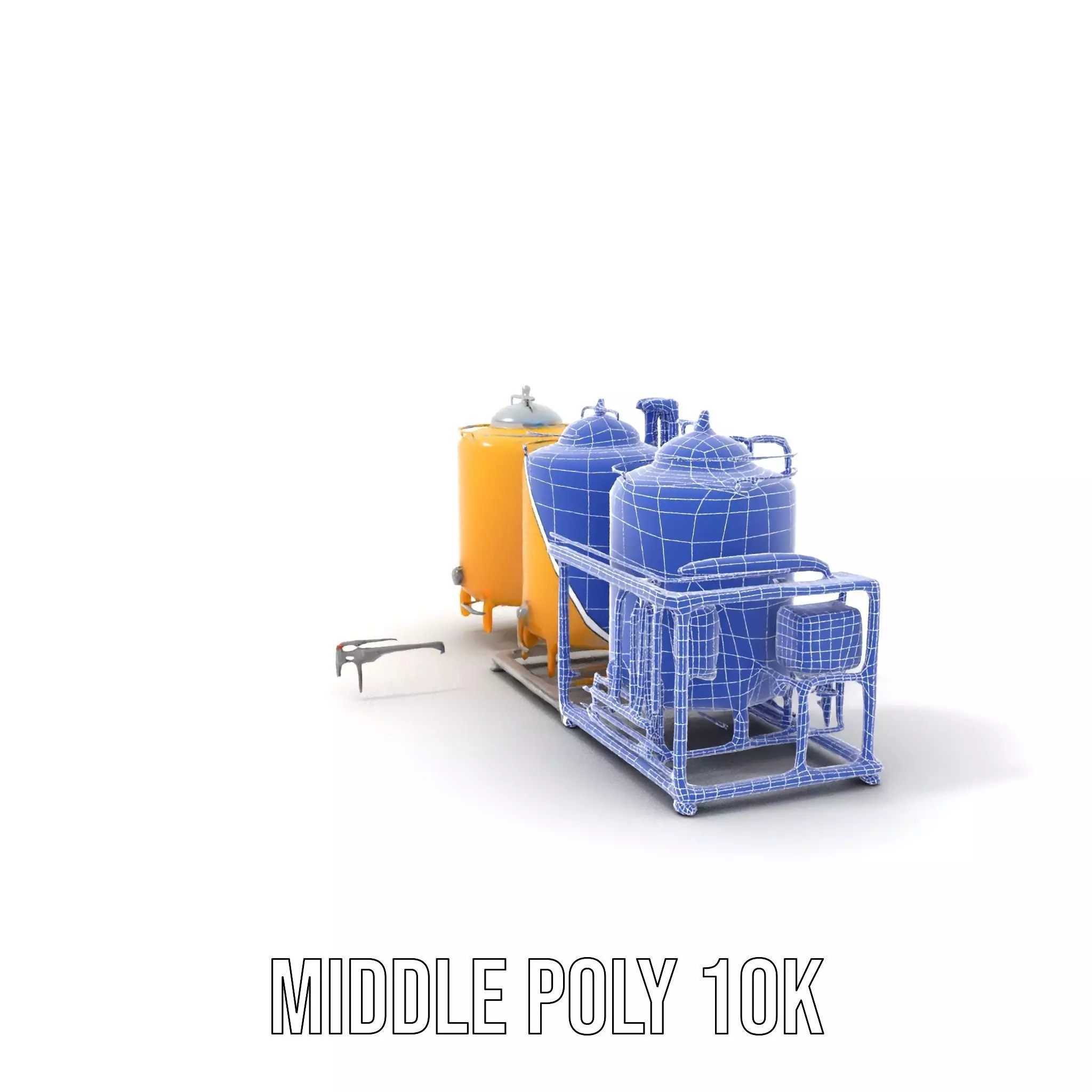 Industrial Yellow Tank model pack Low-poly 3D model_11