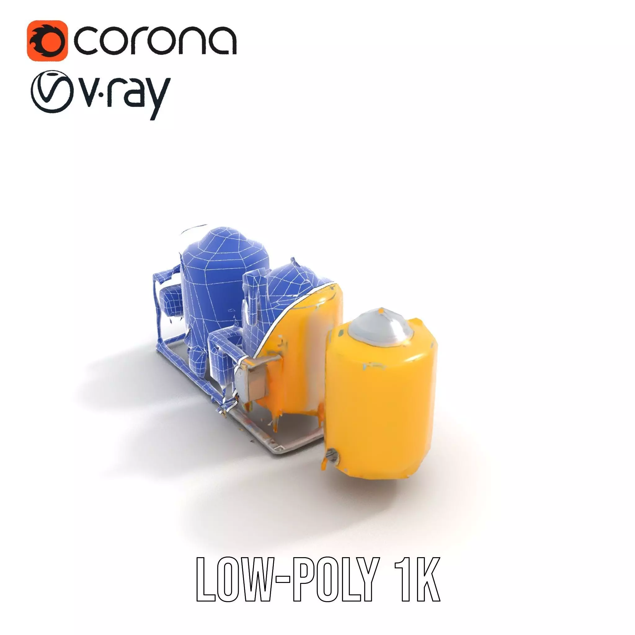 Industrial Yellow Tank model pack Low-poly 3D model_22