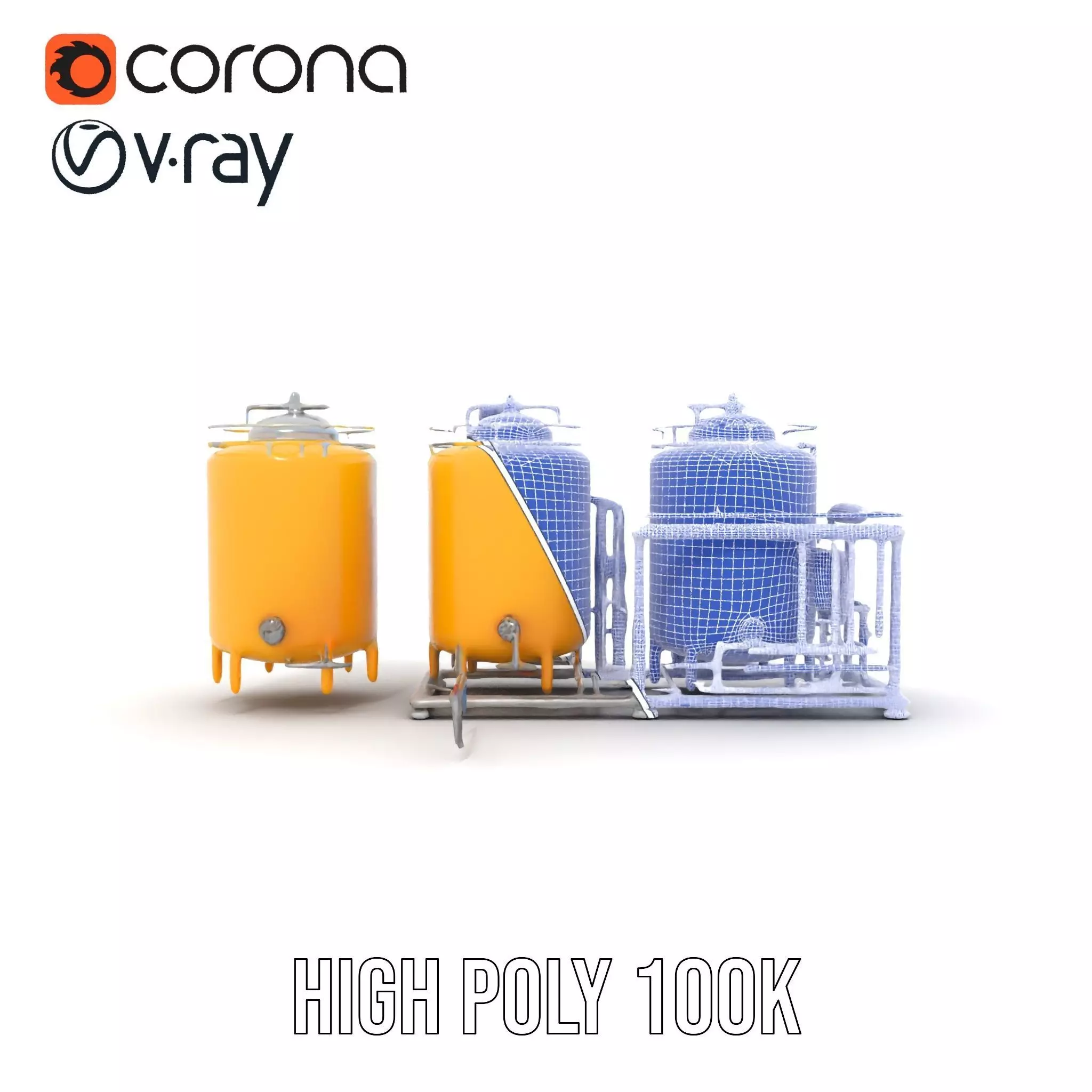 Industrial Yellow Tank model pack Low-poly 3D model_33