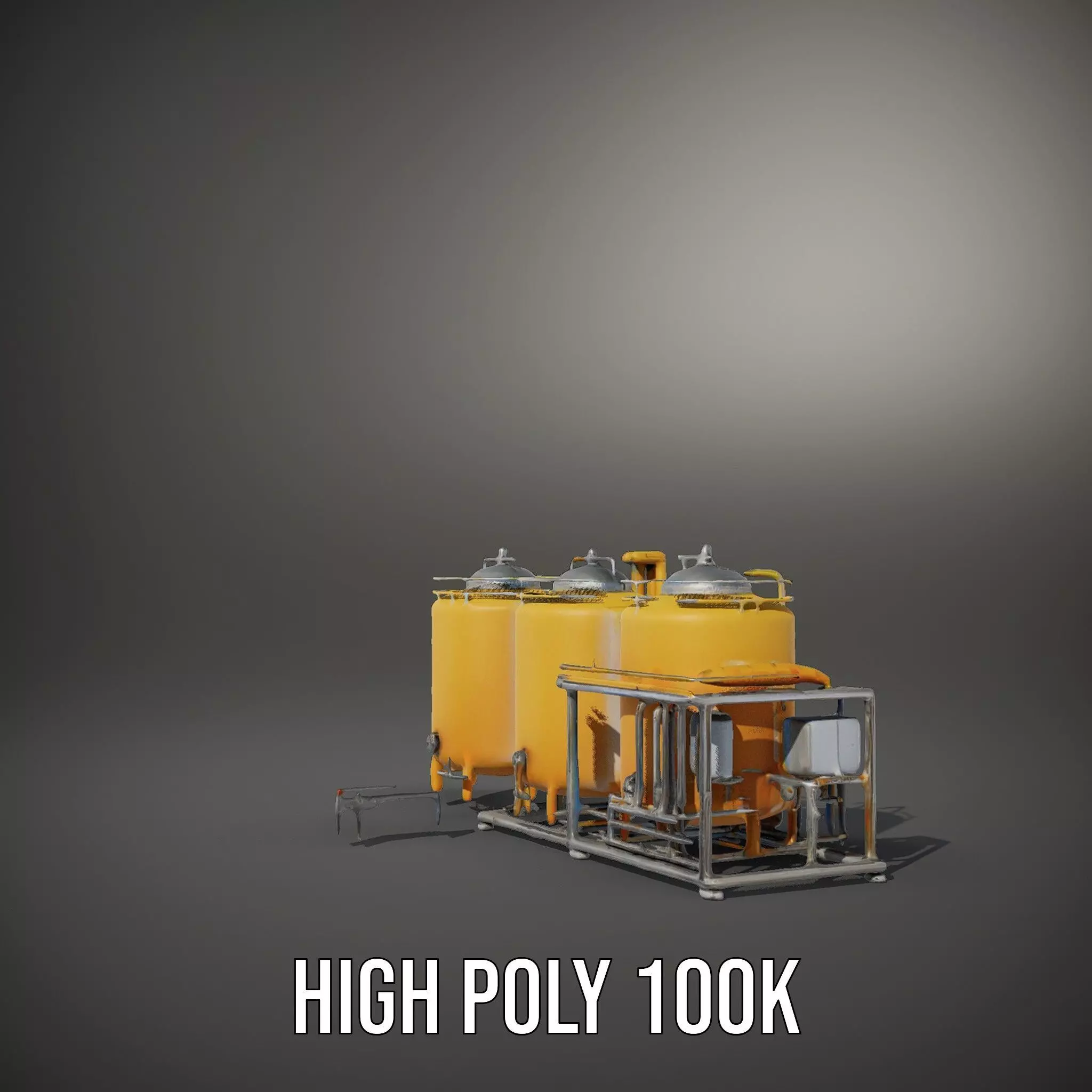 Industrial Yellow Tank model pack Low-poly 3D model_8