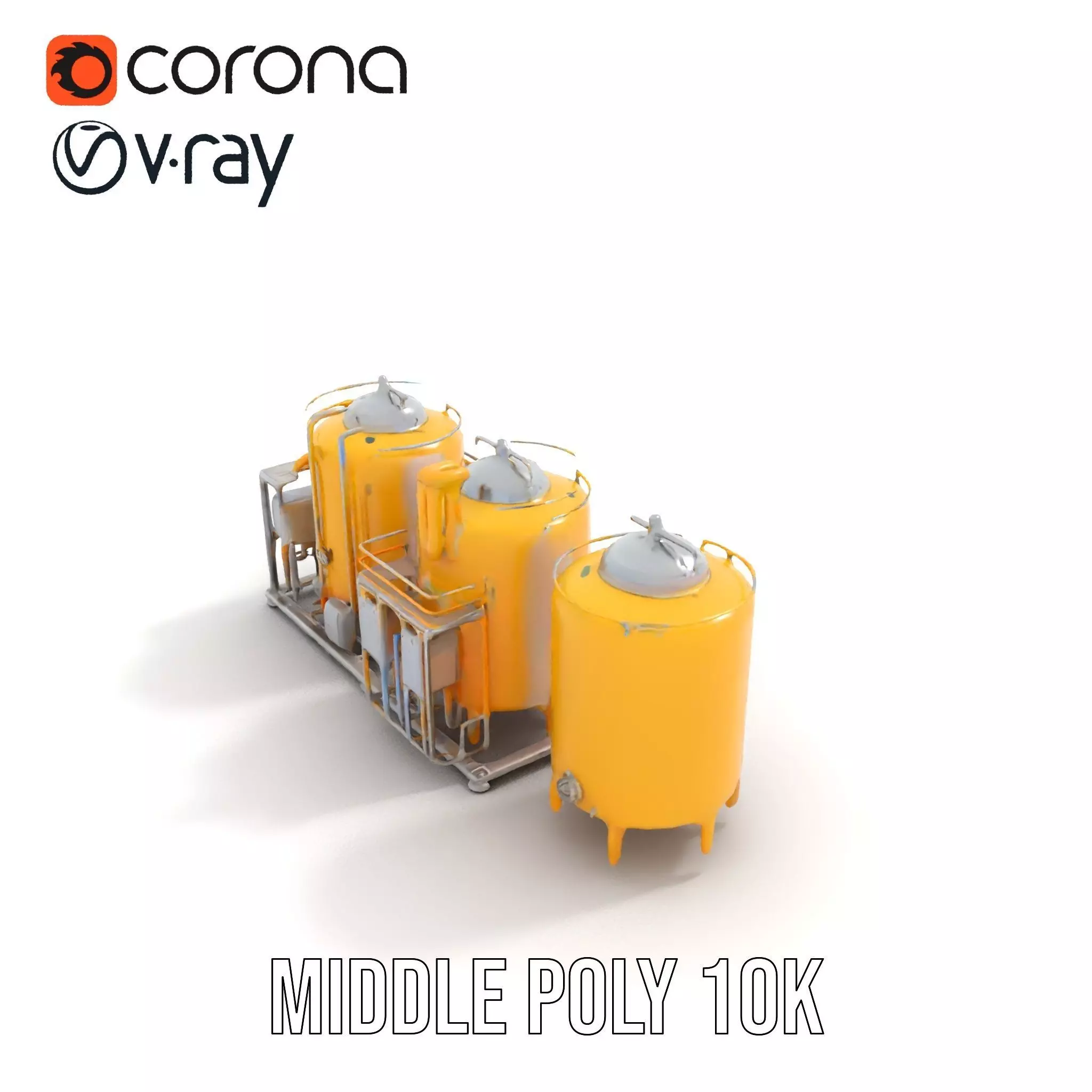Industrial Yellow Tank model pack Low-poly 3D model_23