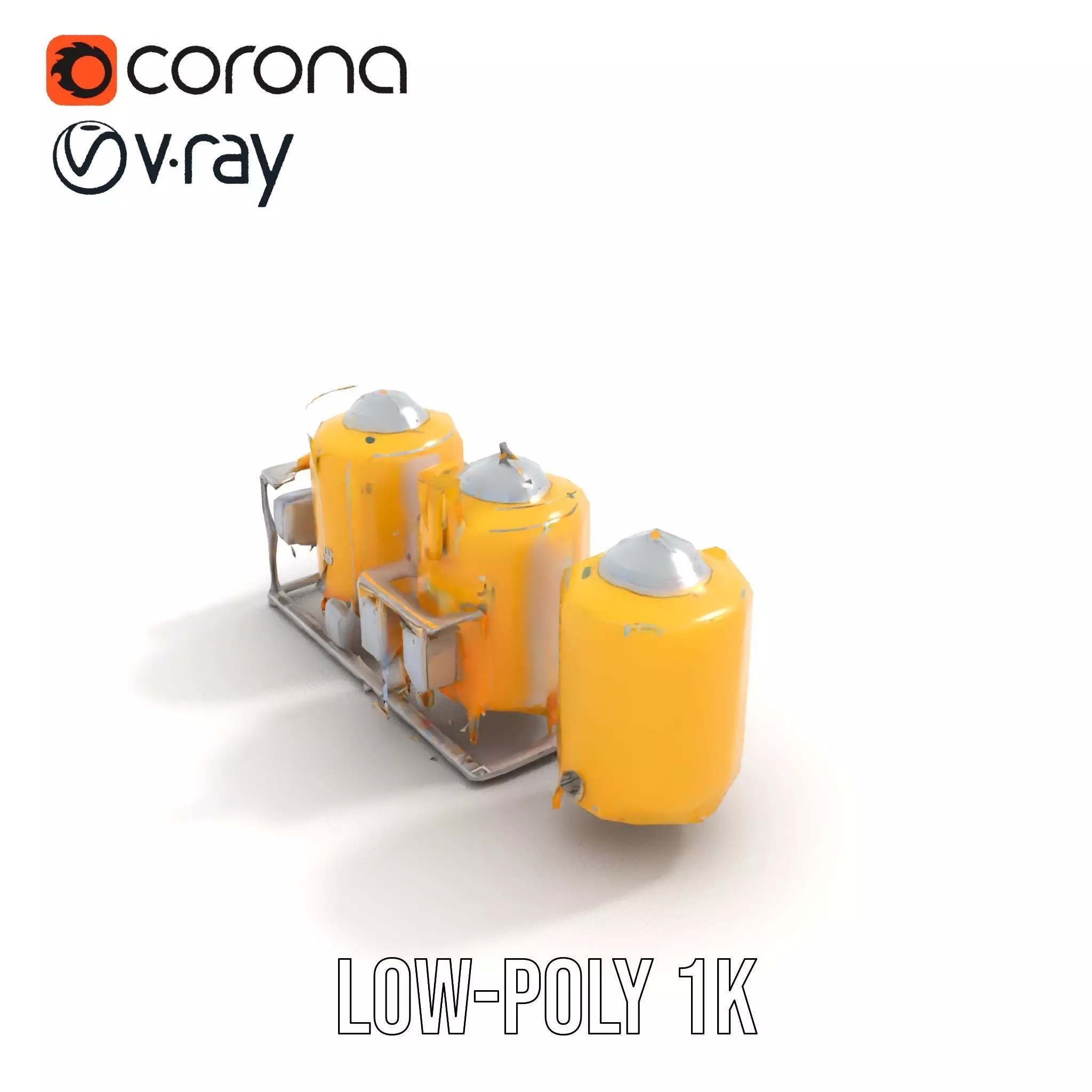 Industrial Yellow Tank model pack Low-poly 3D model_16