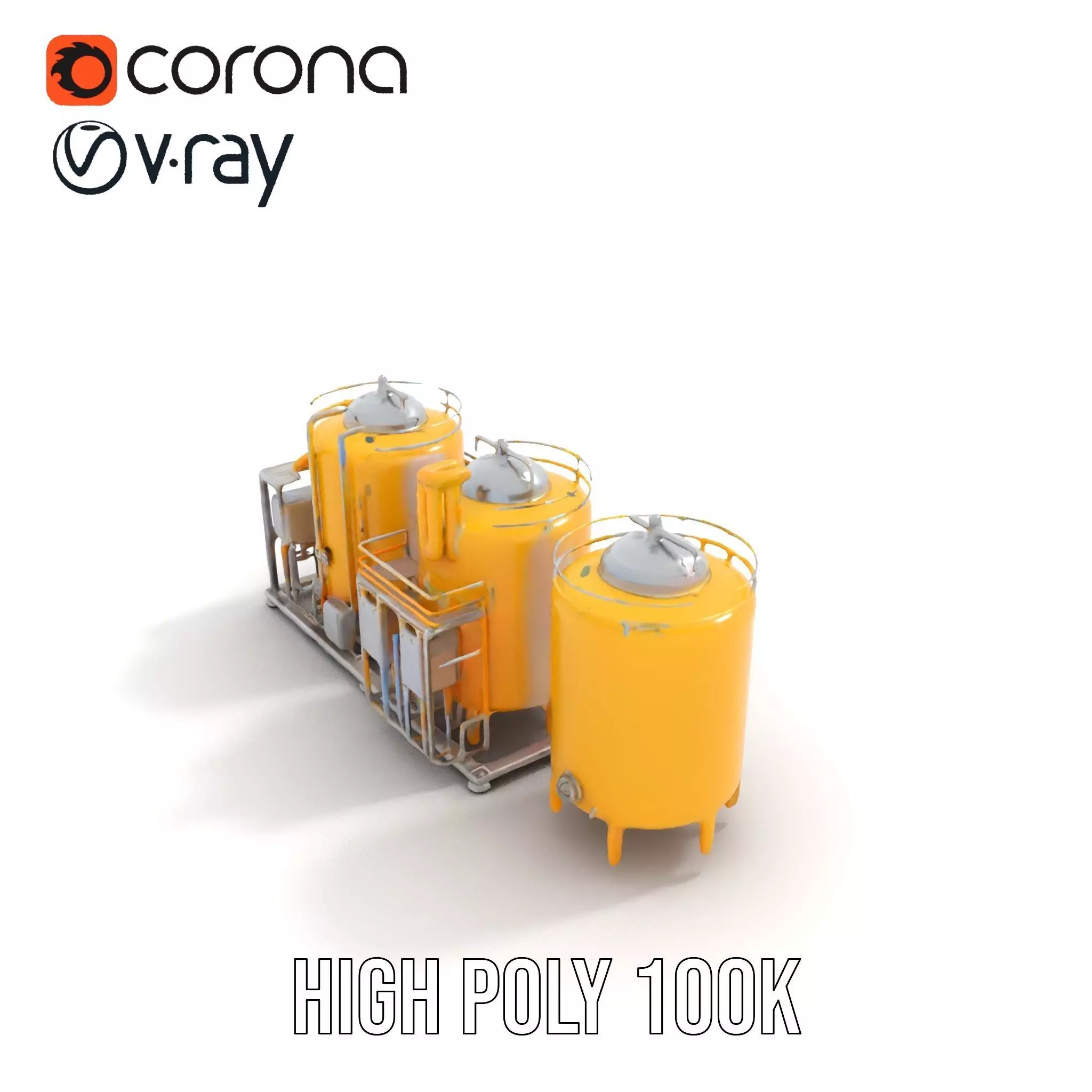 Industrial Yellow Tank model pack Low-poly 3D model_31