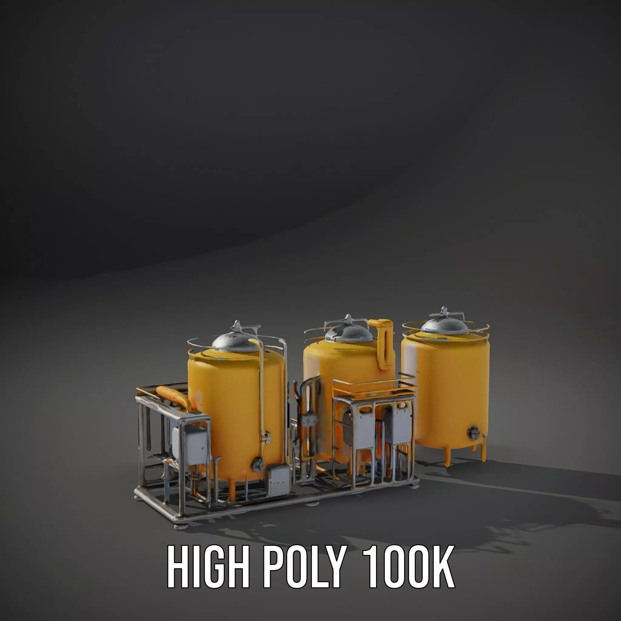 Industrial Yellow Tank model pack Low-poly 3D model_10