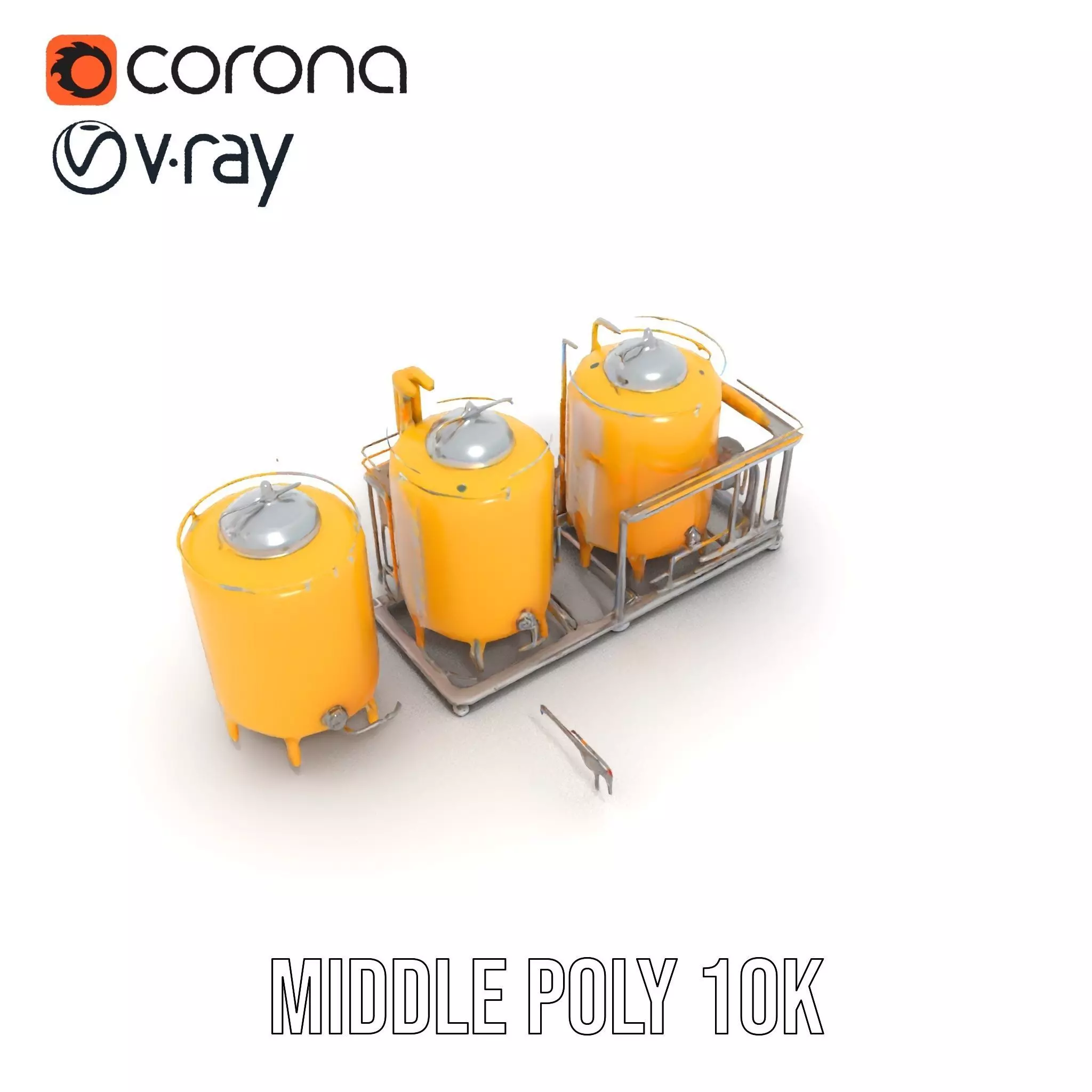 Industrial Yellow Tank model pack Low-poly 3D model_5