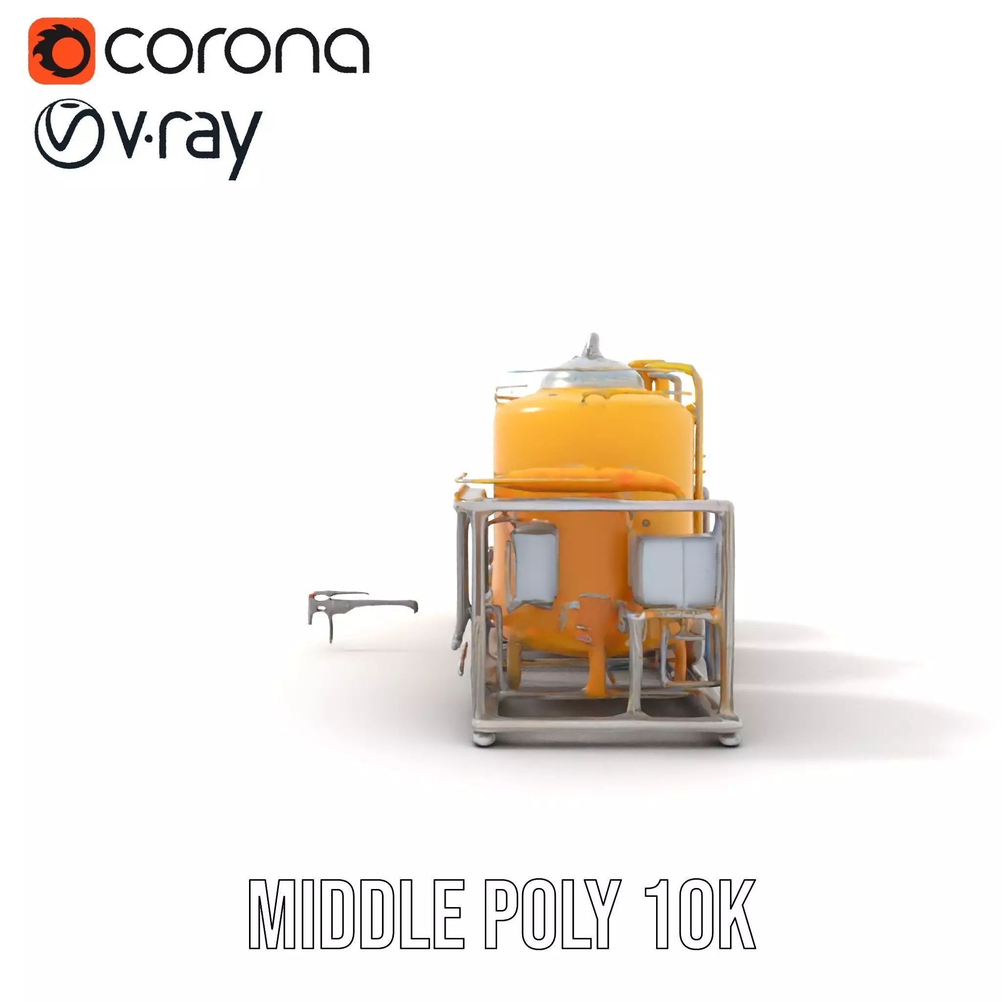 Industrial Yellow Tank model pack Low-poly 3D model_6