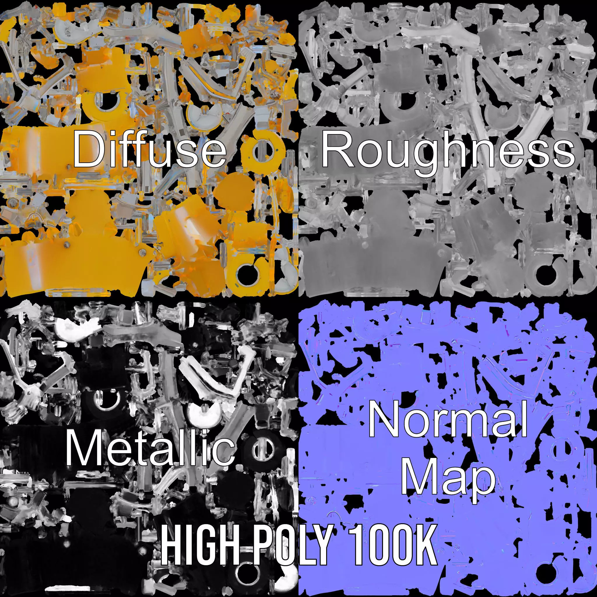 Industrial Yellow Tank model pack Low-poly 3D model_3