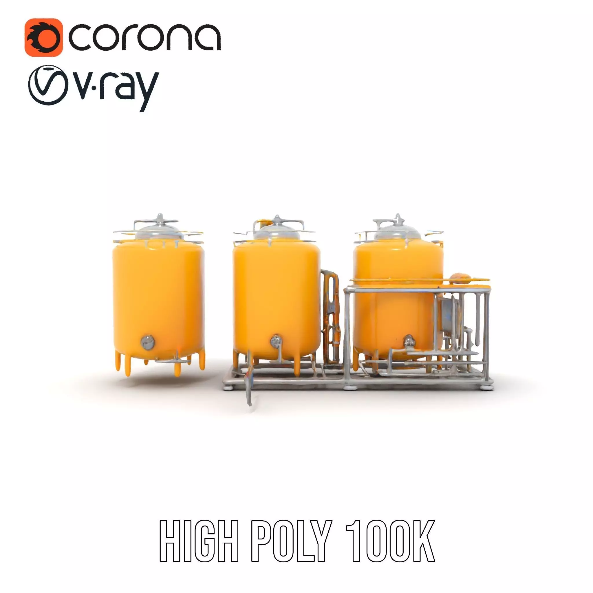 Industrial Yellow Tank model pack Low-poly 3D model_17