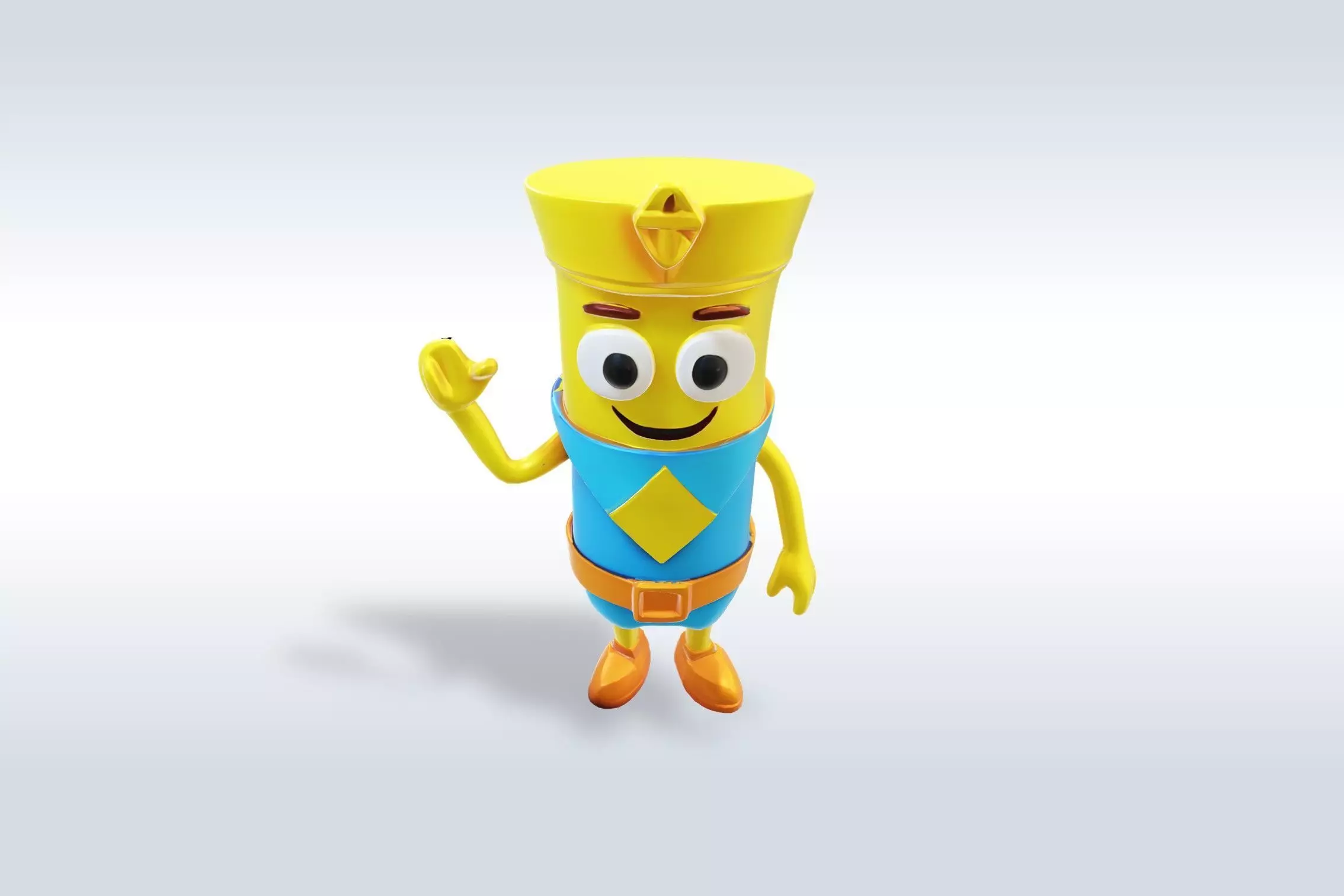 Cartoon character t pose flask back to school 3D model_6