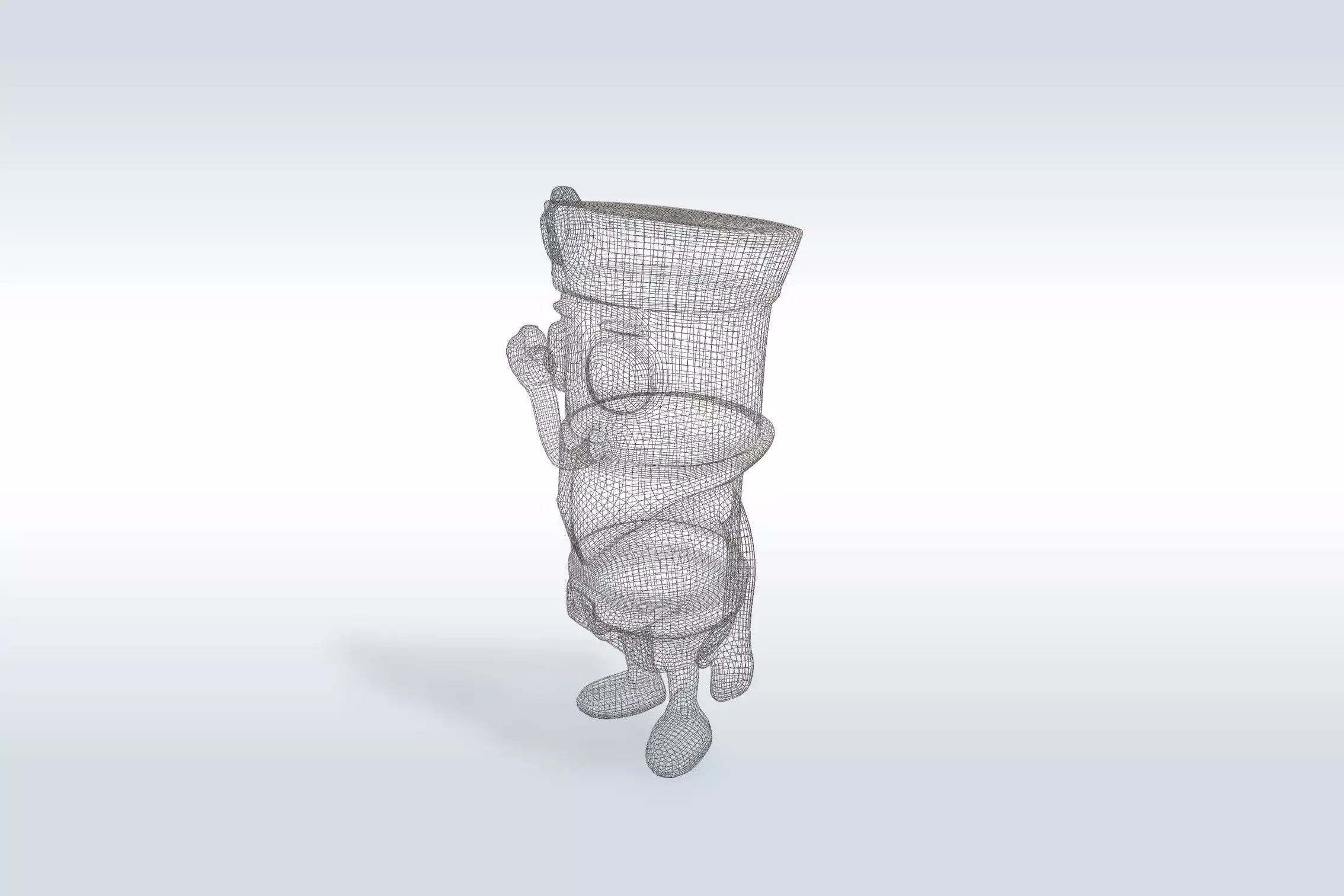 Cartoon character t pose flask back to school 3D model_5