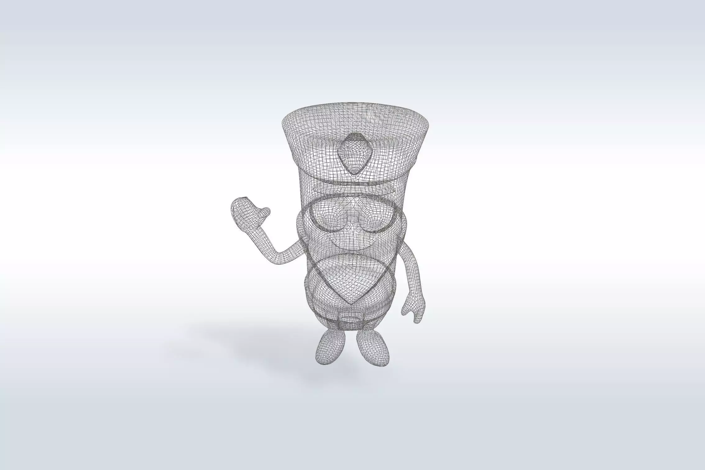 Cartoon character t pose flask back to school 3D model_7