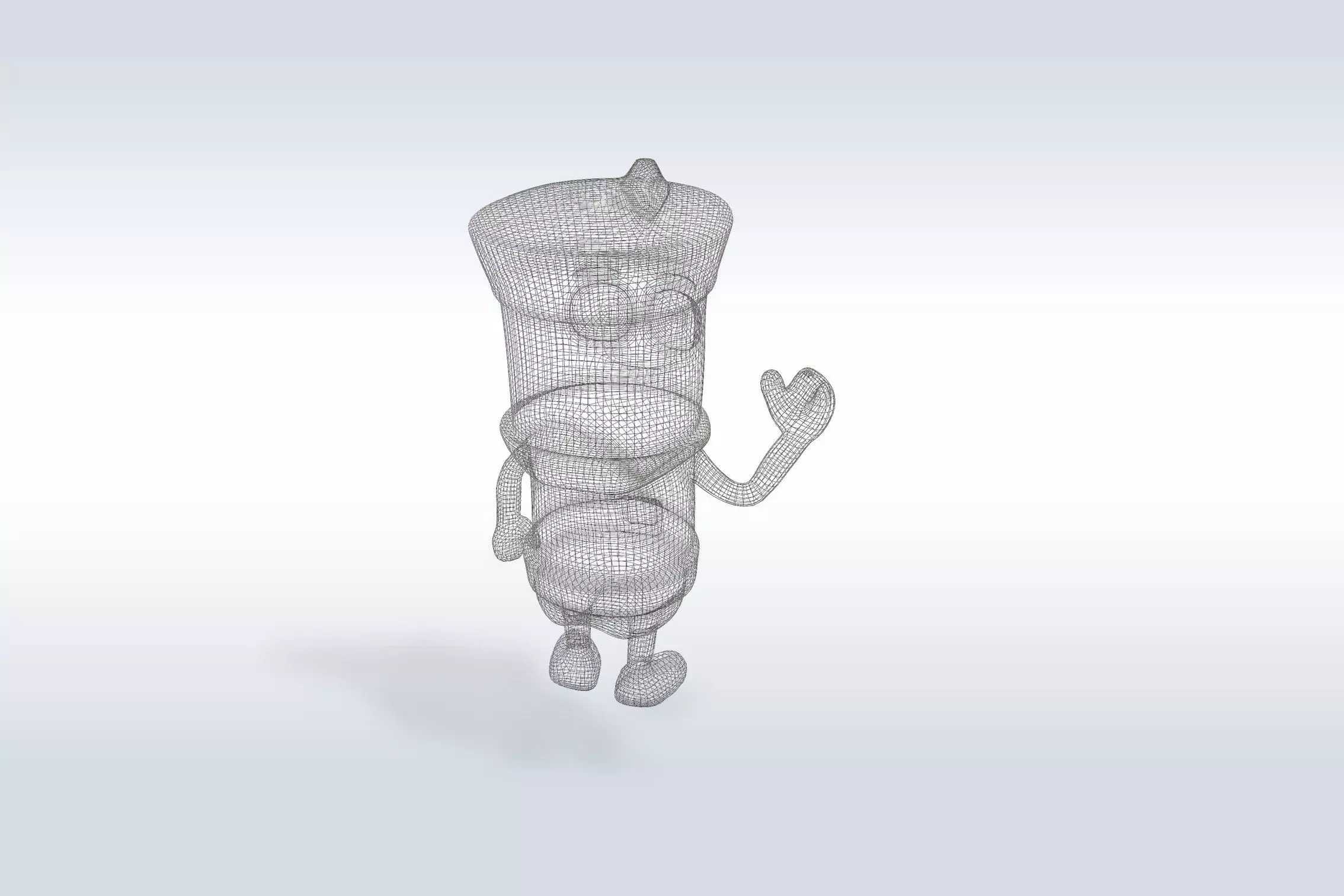 Cartoon character t pose flask back to school 3D model_9