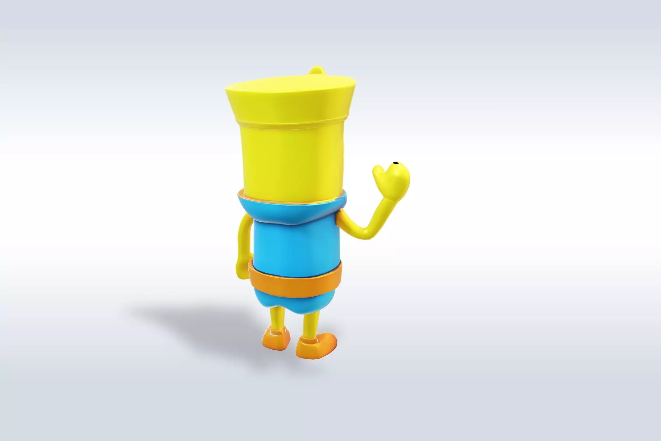Cartoon character t pose flask back to school 3D model_8