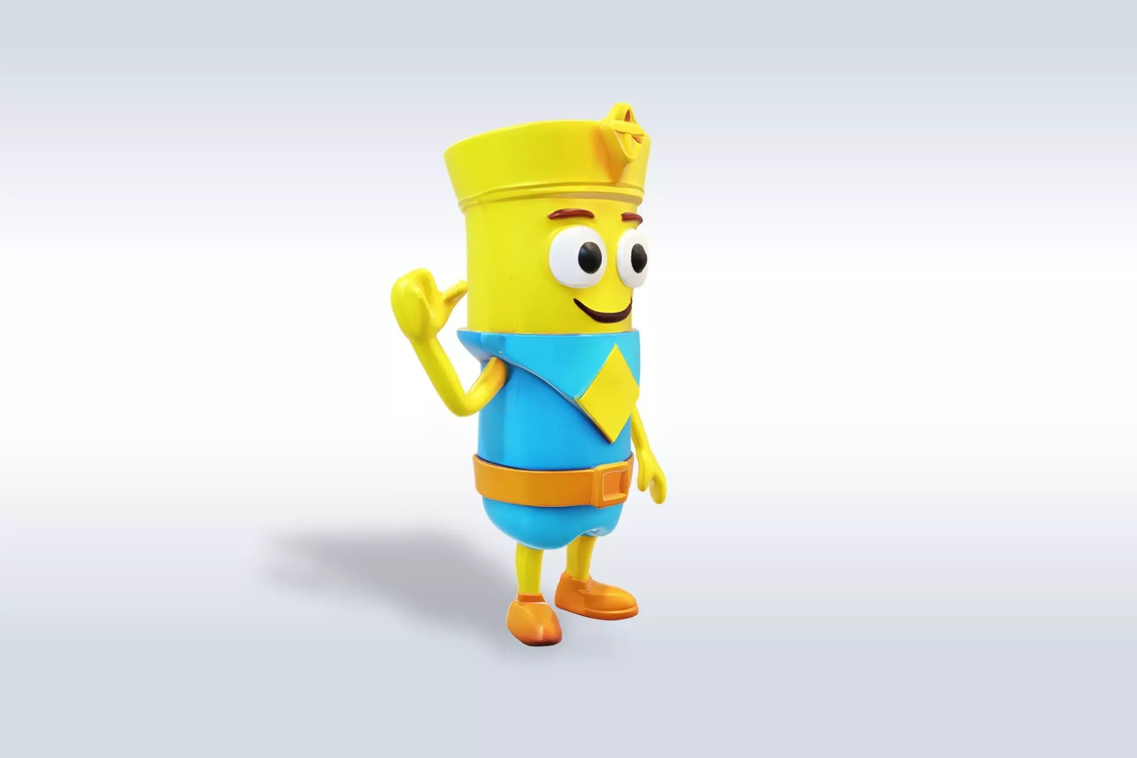 Cartoon character t pose flask back to school 3D model_2