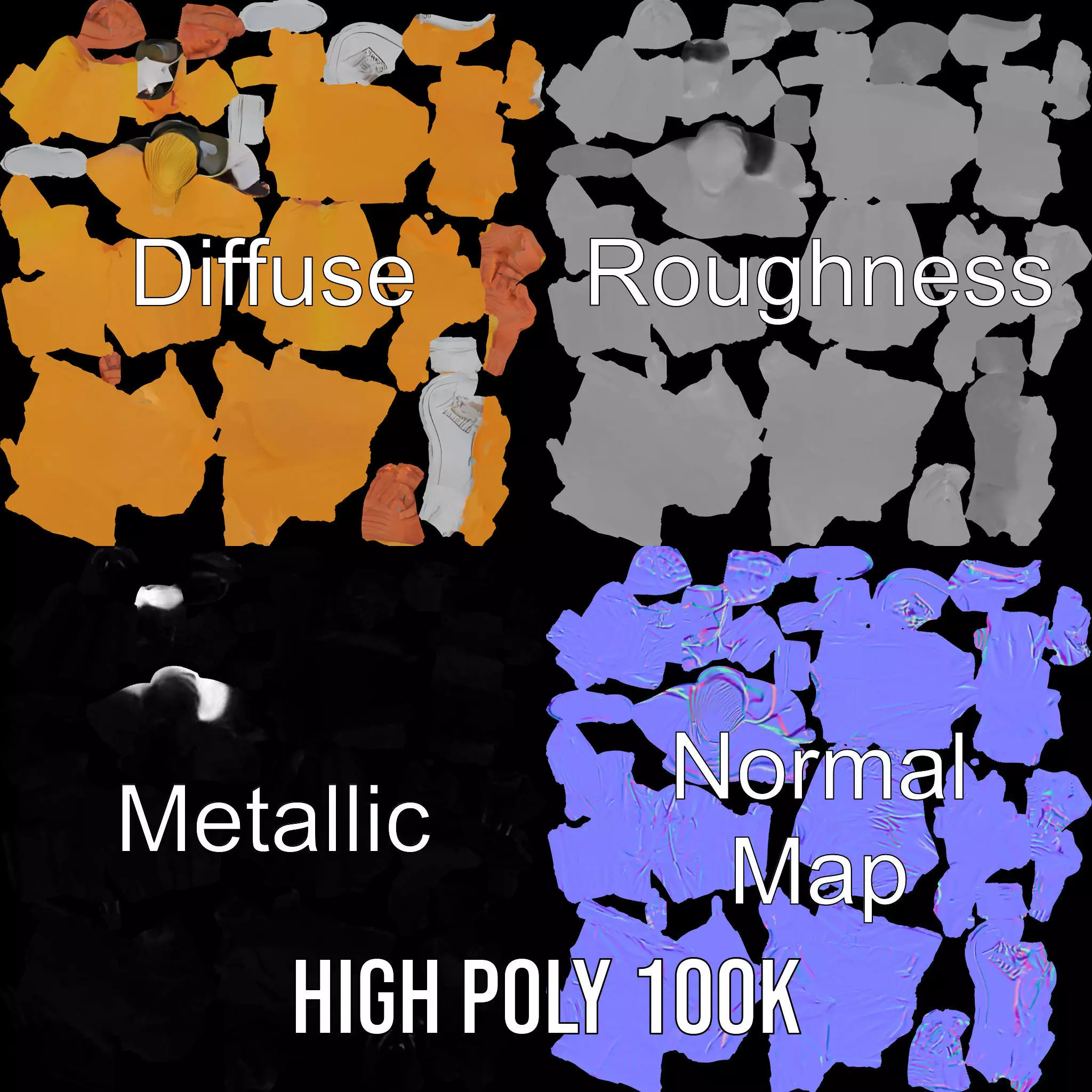 Yellow Protective Suit model pack Low-poly 3D model_3