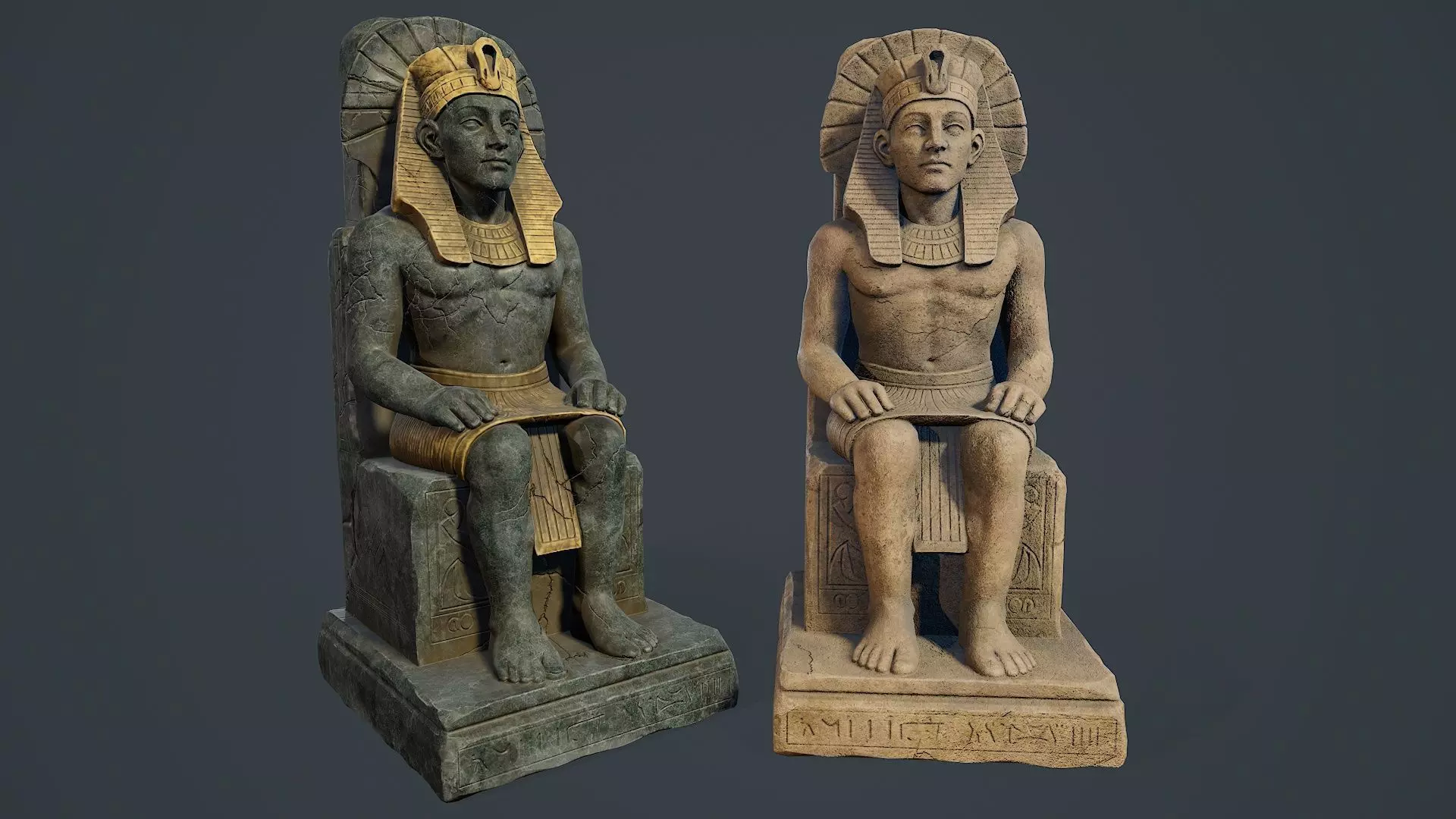 Egyptian Statue V1 PBR Low-poly 3D model_1