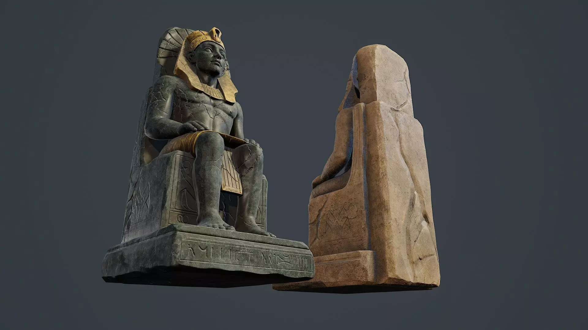 Egyptian Statue V1 PBR Low-poly 3D model_5