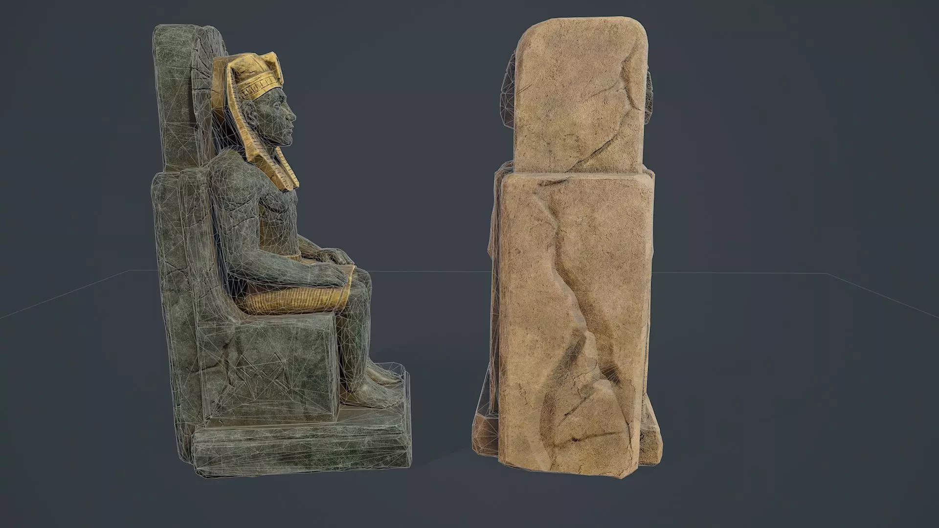 Egyptian Statue V1 PBR Low-poly 3D model_7