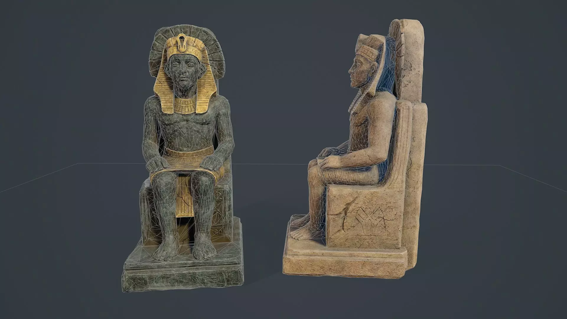Egyptian Statue V1 PBR Low-poly 3D model_6