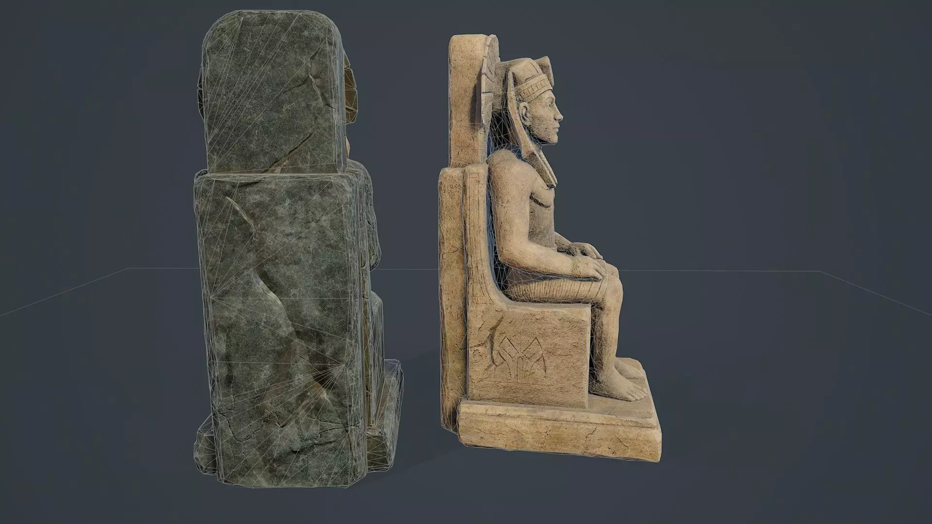 Egyptian Statue V1 PBR Low-poly 3D model_8