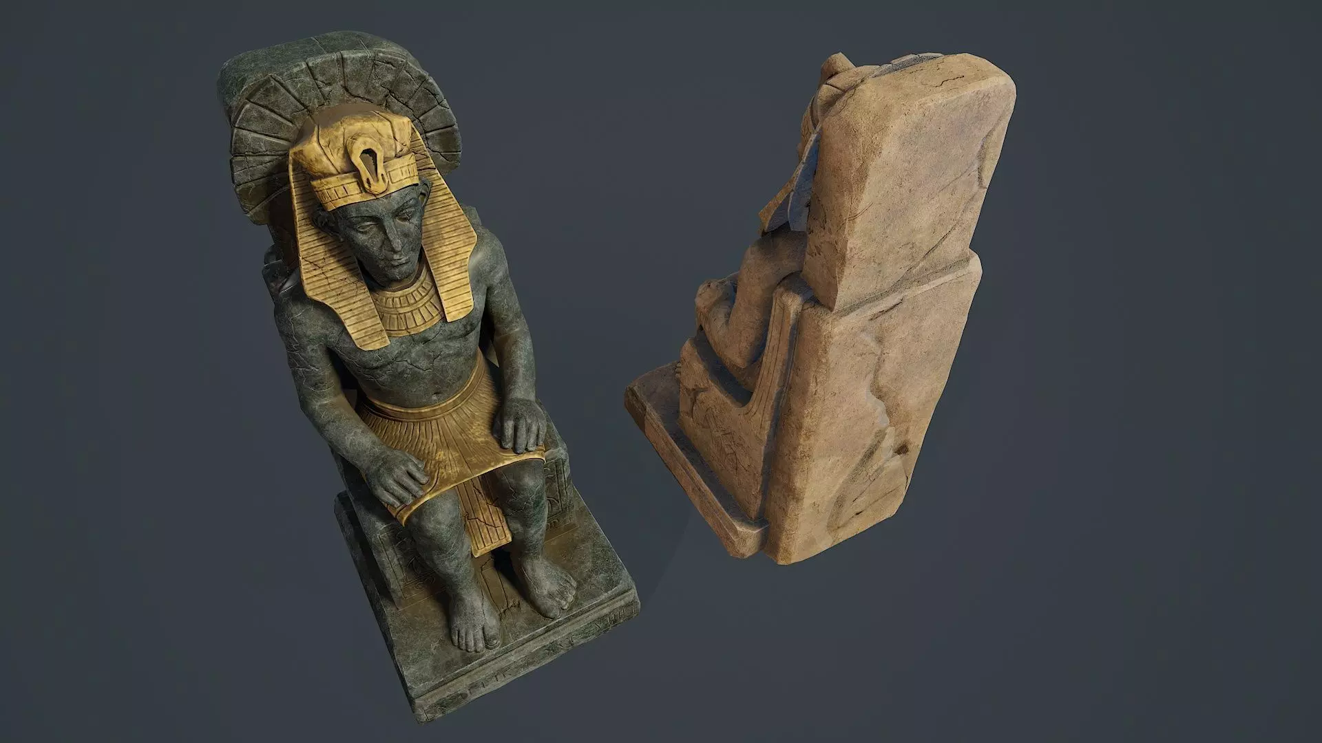 Egyptian Statue V1 PBR Low-poly 3D model_4