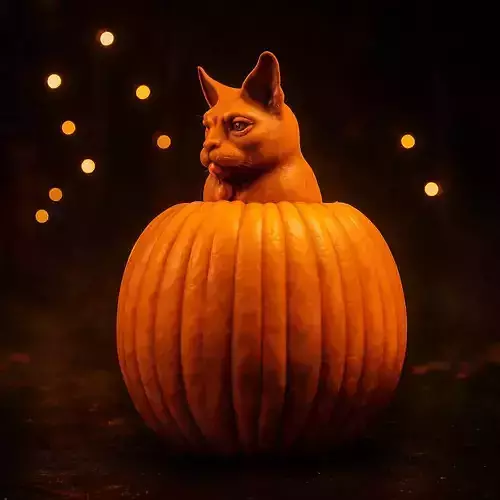 Halloween Pumpkin - Cat 3D Model for Printing