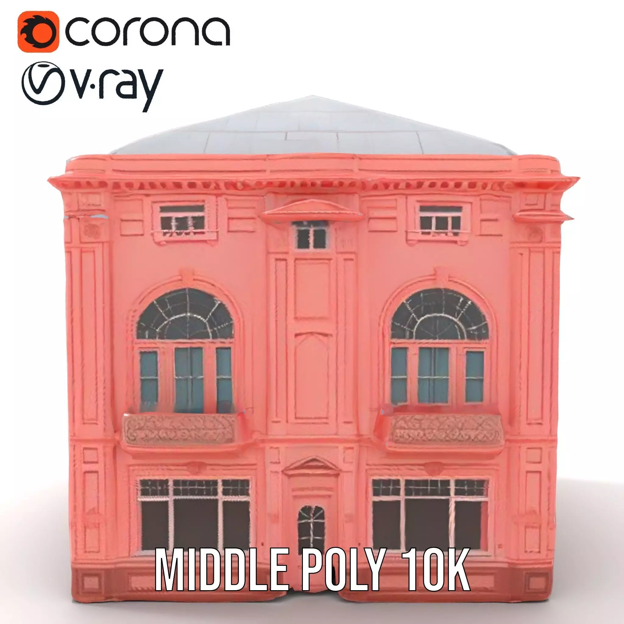 Pink Victorian Building model pack Low-poly 3D model_24