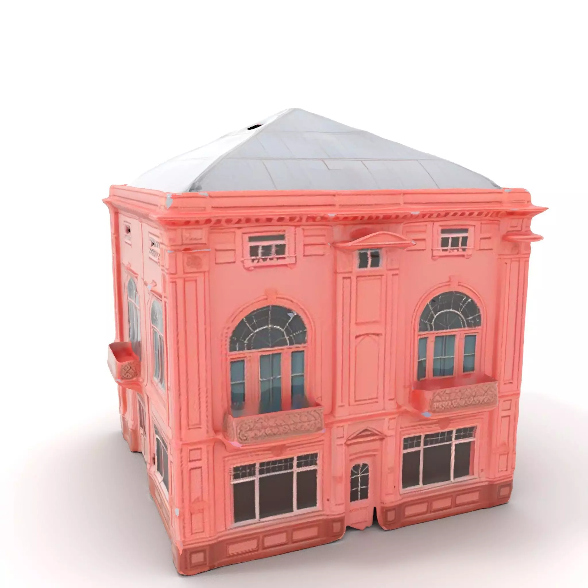 Pink Victorian Building model pack Low-poly 3D model_0