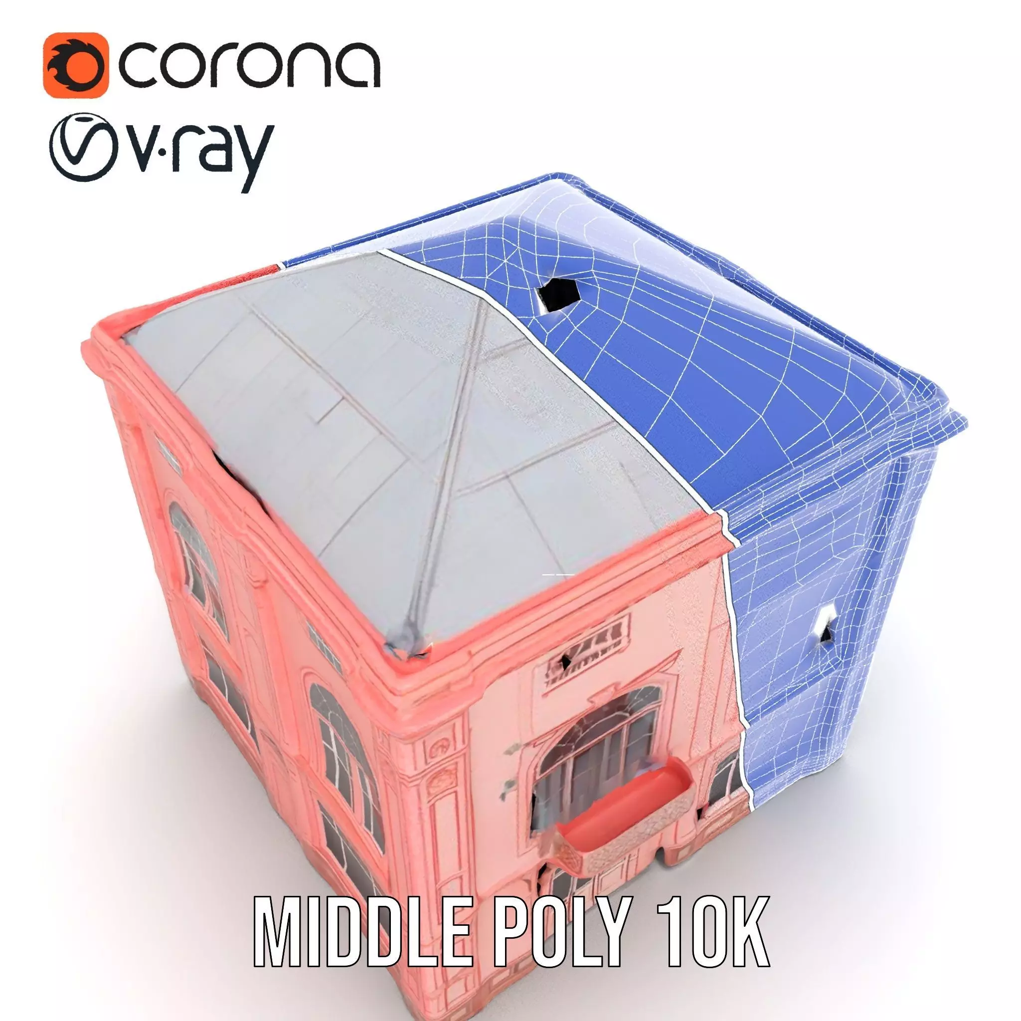 Pink Victorian Building model pack Low-poly 3D model_18