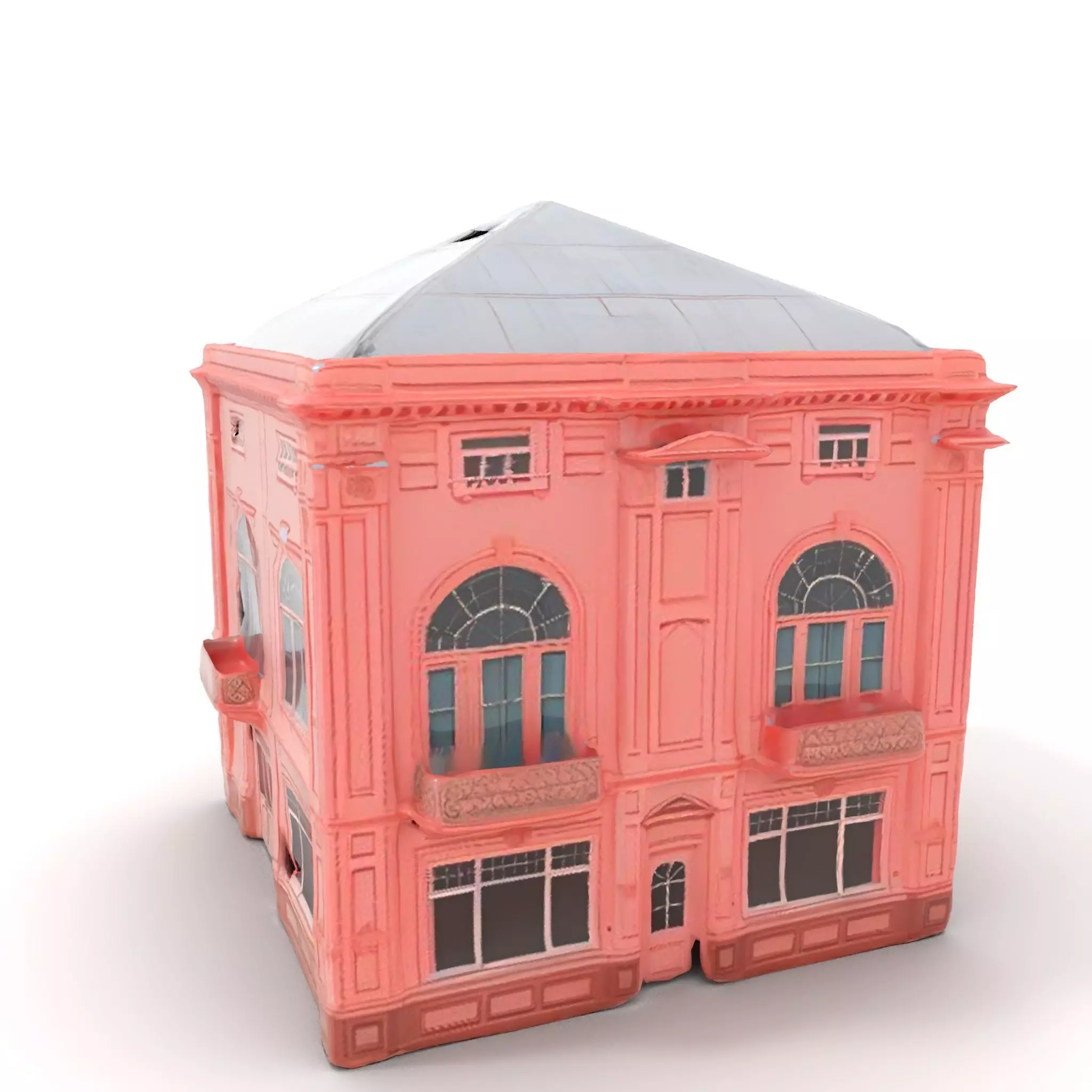 Pink Victorian Building model pack Low-poly 3D model_6