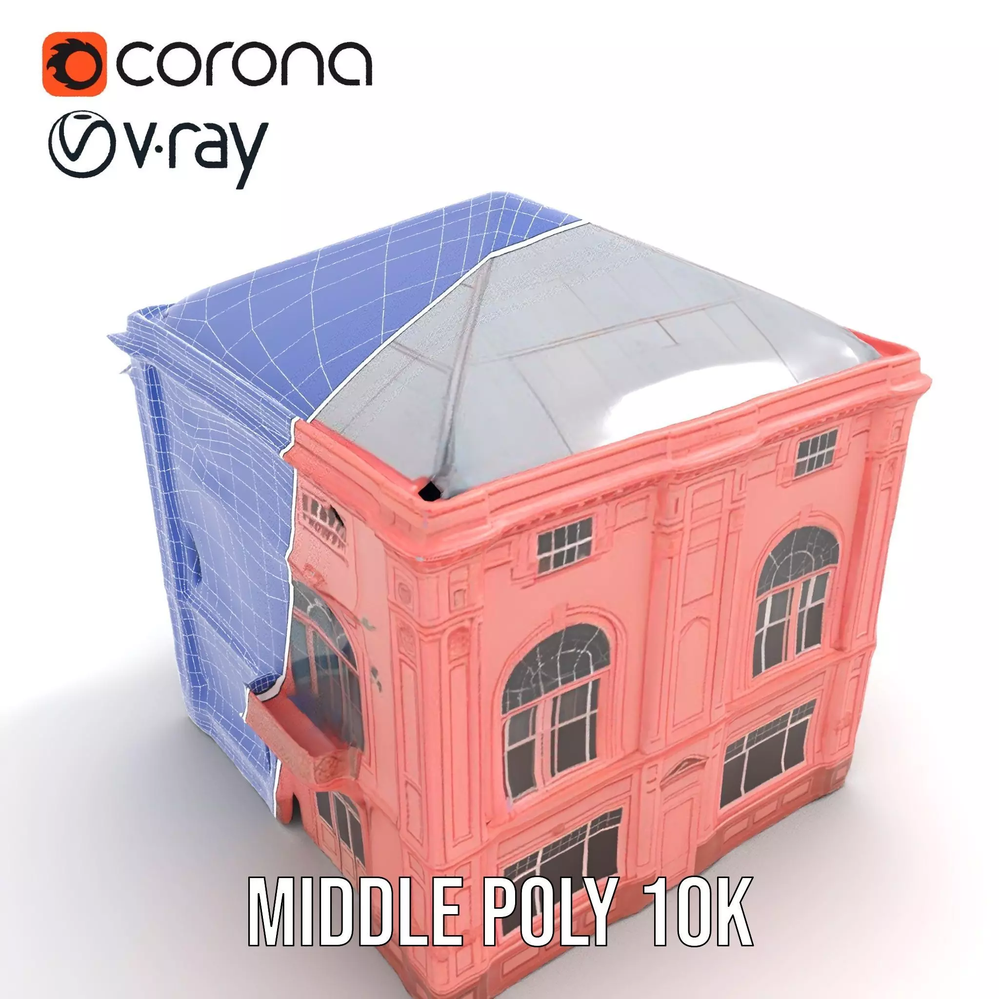 Pink Victorian Building model pack Low-poly 3D model_21