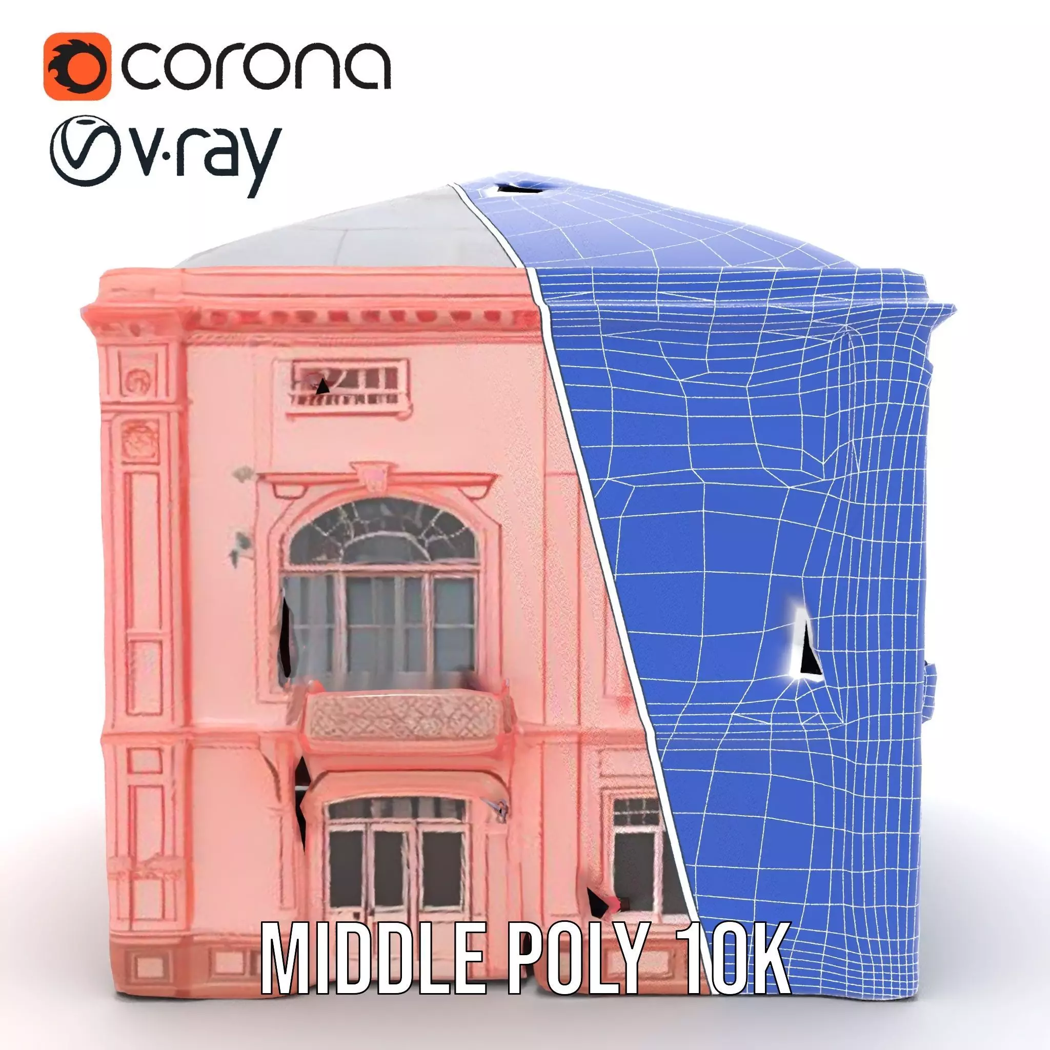 Pink Victorian Building model pack Low-poly 3D model_27