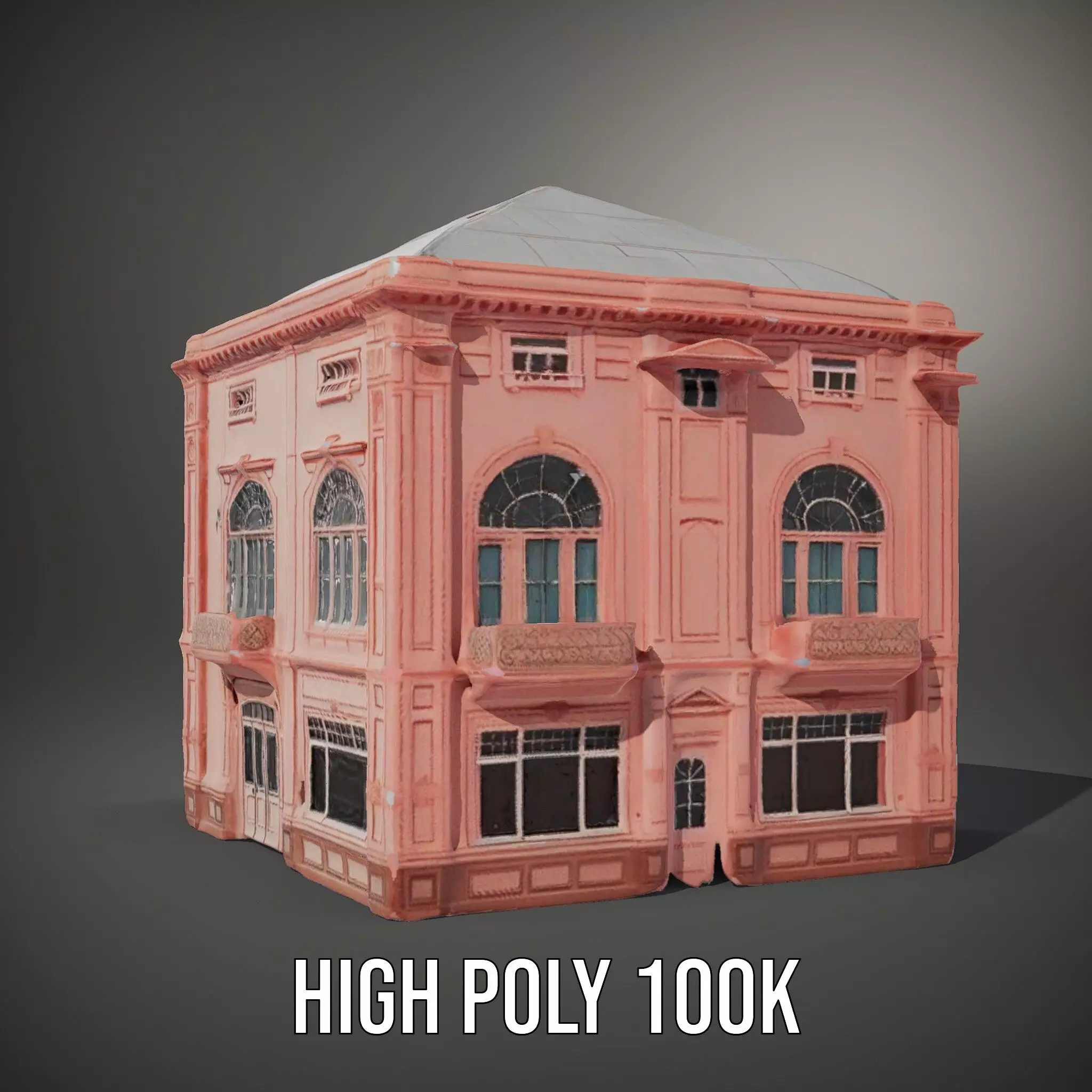 Pink Victorian Building model pack Low-poly 3D model_9