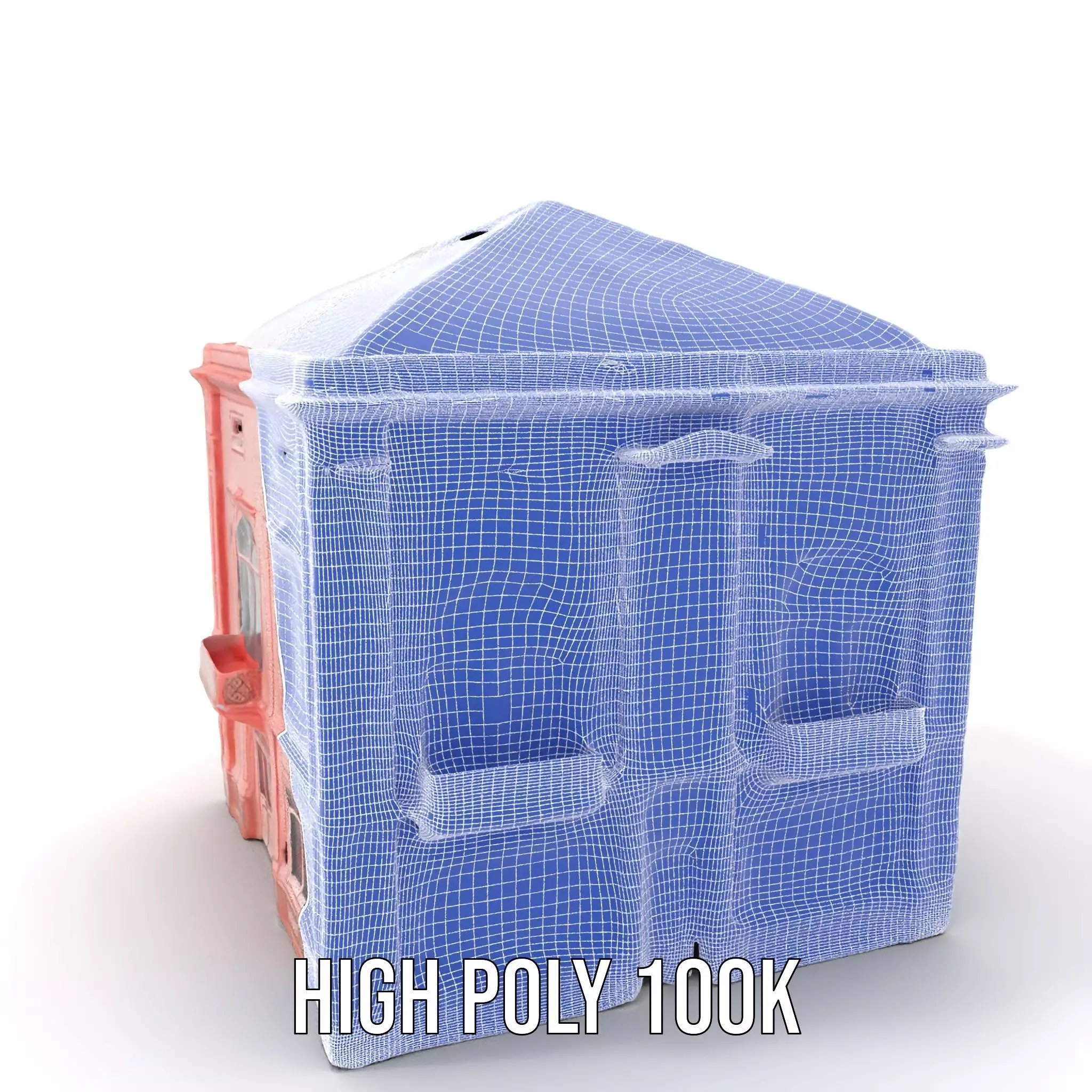 Pink Victorian Building model pack Low-poly 3D model_4