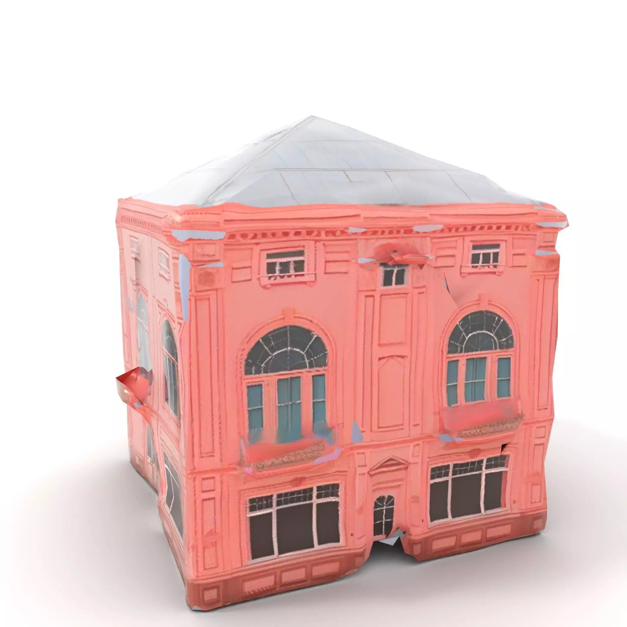 Pink Victorian Building model pack Low-poly 3D model_8