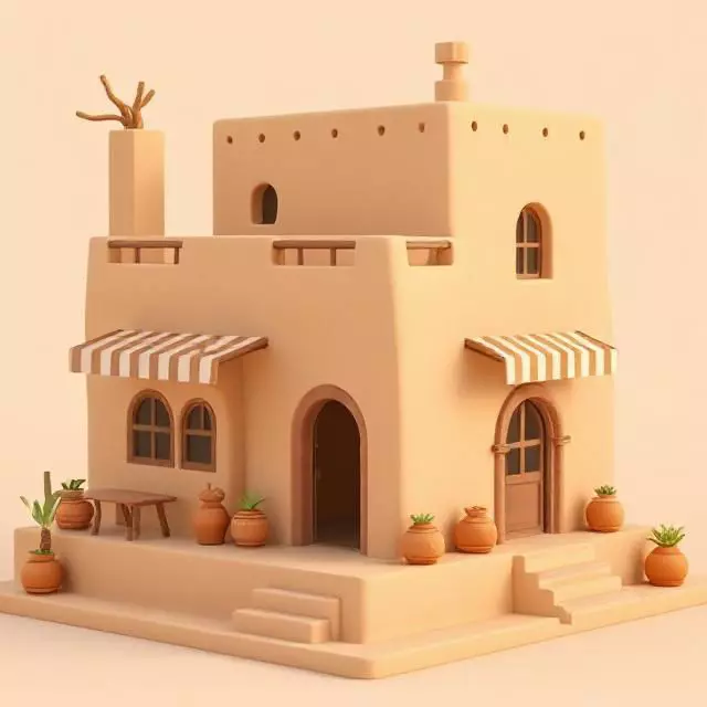 Desert Oasis Home 3D Model 3D print model_35