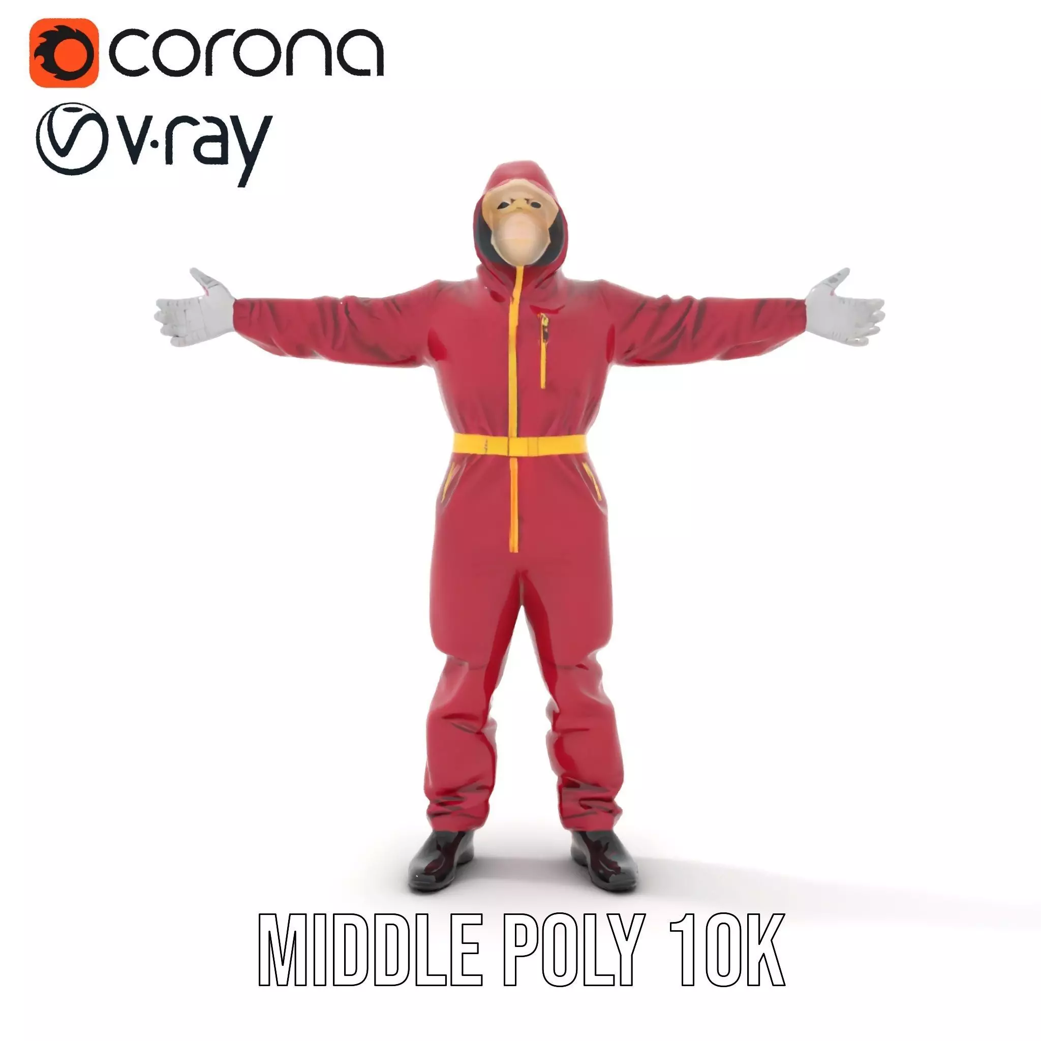 Red Protective Suit model pack Low-poly 3D model_11