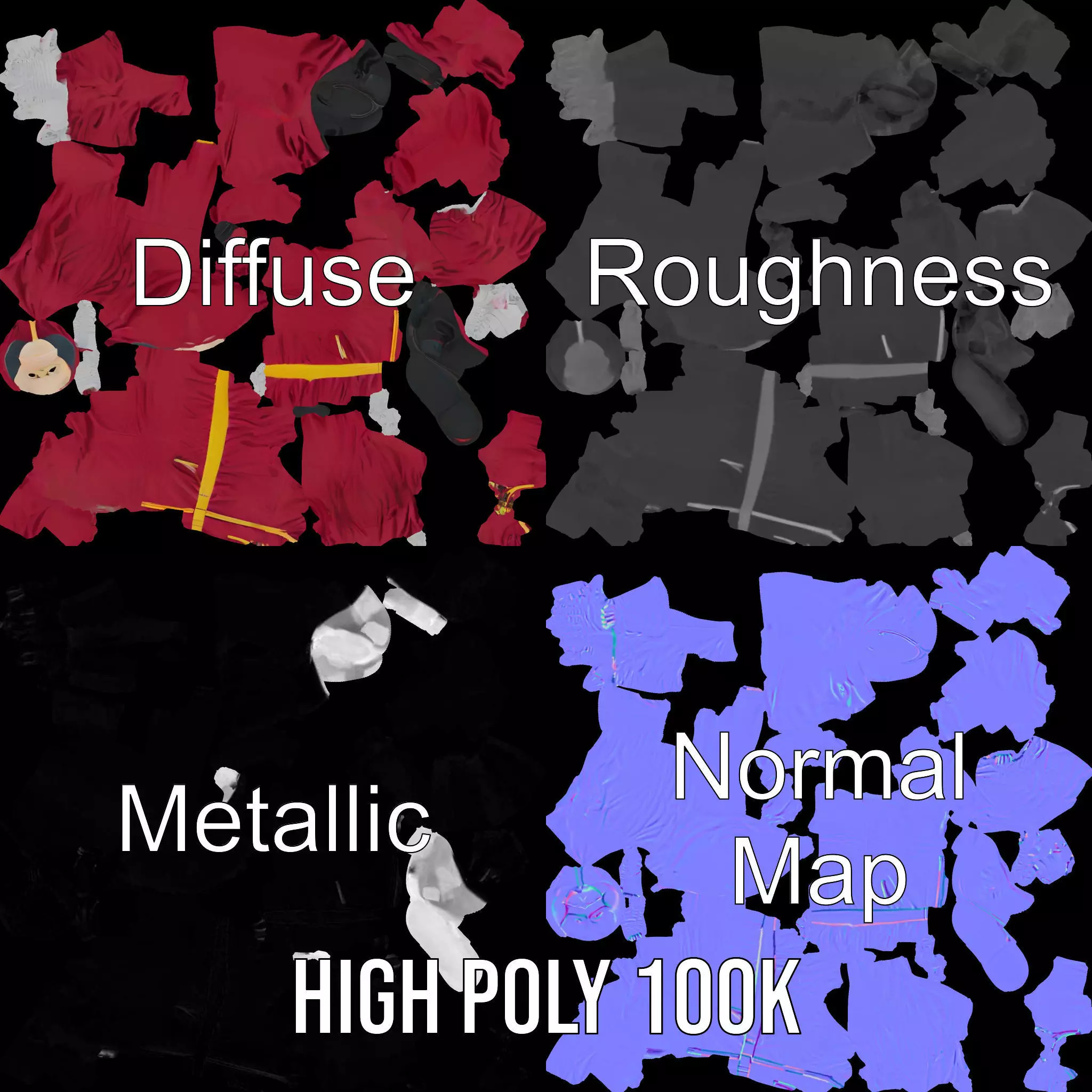 Red Protective Suit model pack Low-poly 3D model_3